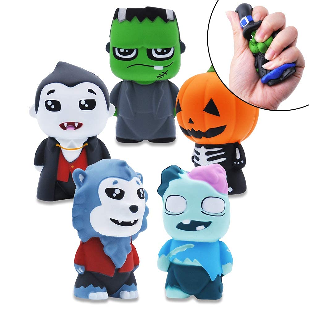 JOYIN Halloween Squishy Toys Coloring Craft Kit with 6 Different Characters, 6 Colors Paints, and 3 Paintbrushes, Art Craft Painting Kit DIY Set Halloween Party Games for Kids Activities Party Favors