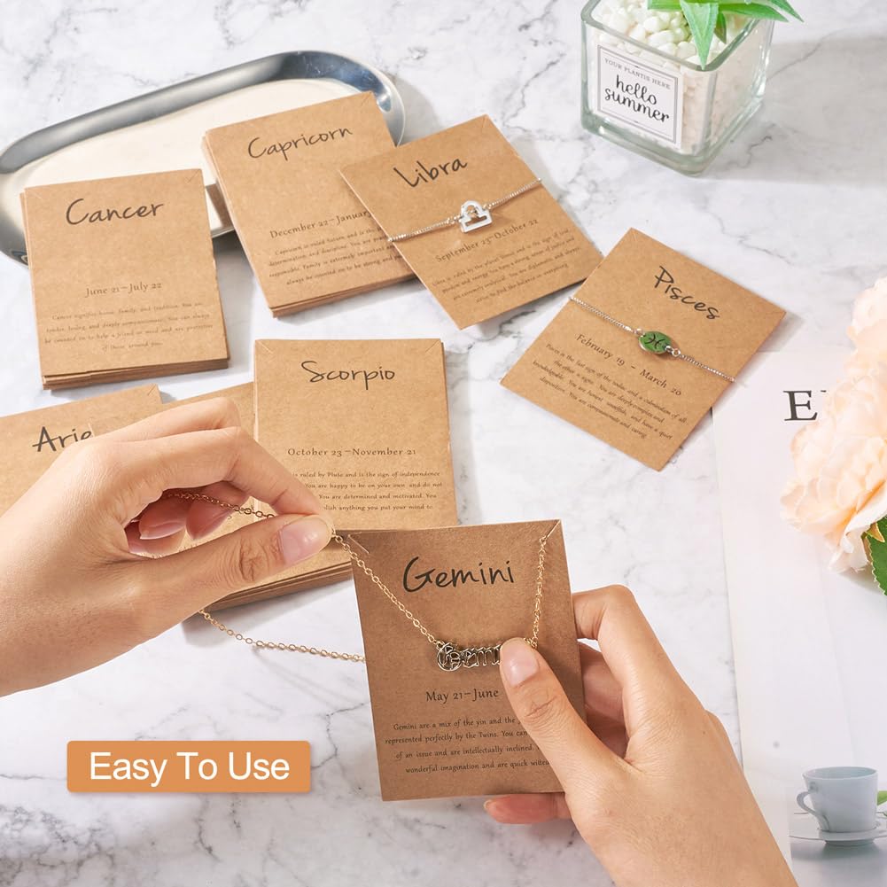 Fashewelry 120pcs Jewelry Display Cards Zodiac Bracelet Necklace Cards 12 Constellations Jewelry Holders for Small Business Selling Valentines Day Jewelry Packing Display