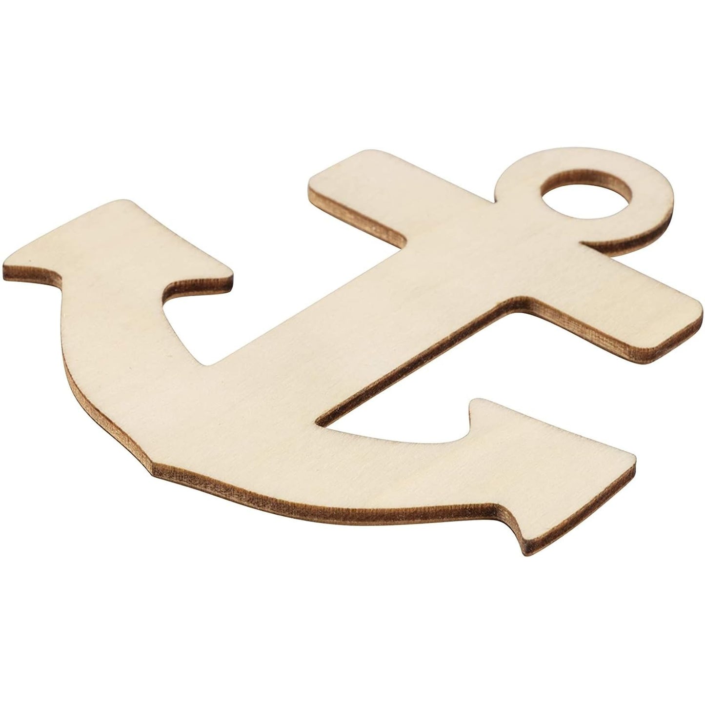 Genie Crafts Wooden Anchor Cutouts - 3.7 x 3.5 in Pack of 24 Unfinished Plywood - Craft Wood Supplies for DIY Painting & Nautical Decor - for Pirate Craft Projects