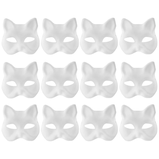 Yookat 12 Pieces Paper Art Masks White Craft Masks Paintable Paper Mask Mardi Gras Masquerade Mask