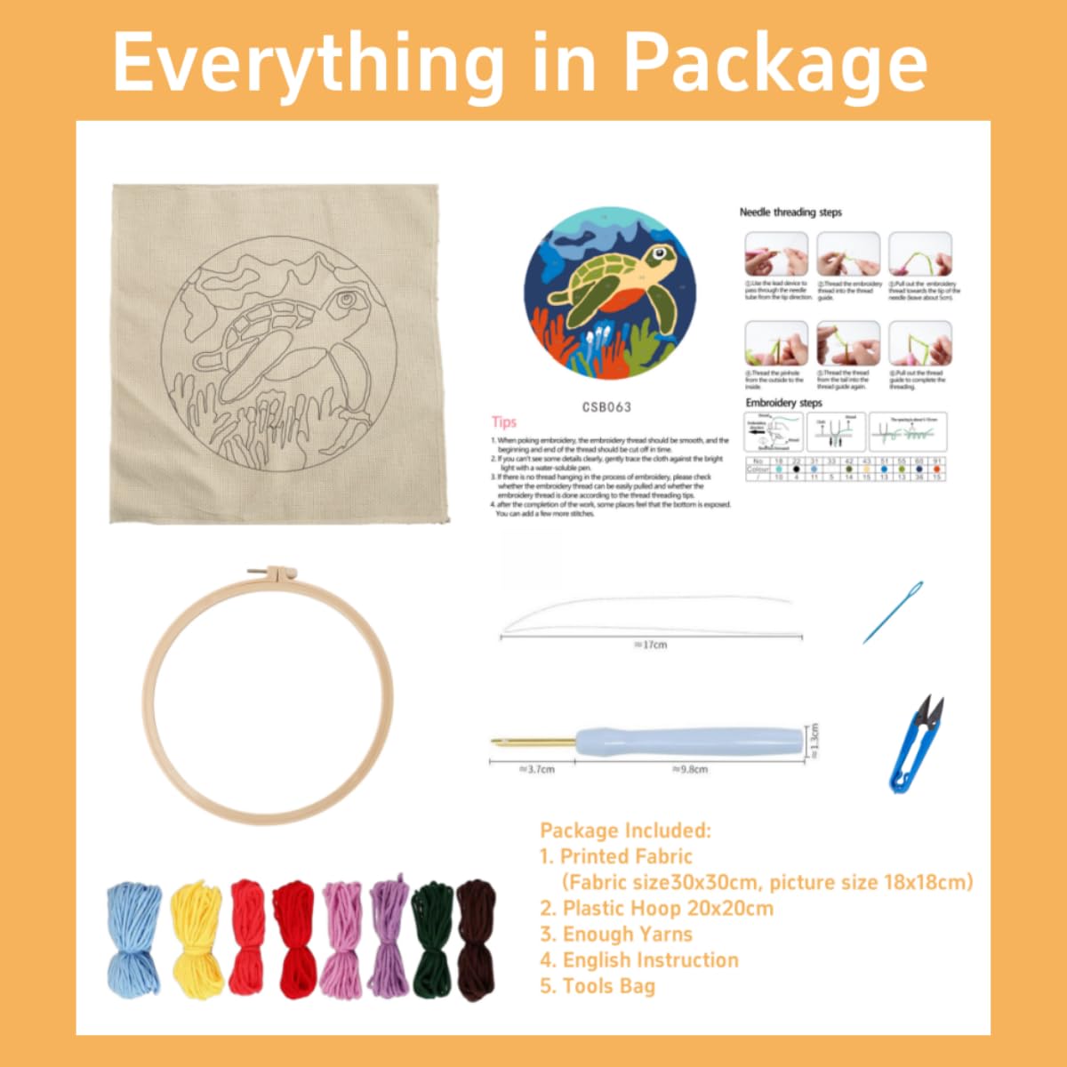 DIY Punch Needle Kits Mandala Flower Easy for Beginners Punch Needle Embroidery Set with Hoop Stamped Pattern for Craft Lovers and Home Decor-14