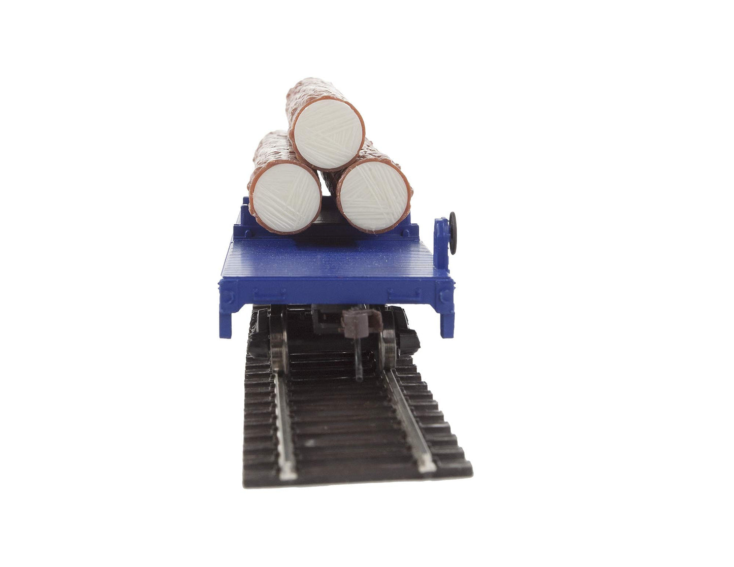 Walthers Trainline Log Dump Car with 3 Logs-Ready to Run-Alaska Railroad #17102 (Blue, Yellow Conspicuity Marks) 931-1770 HO Scale Model Railroad - Freight Model