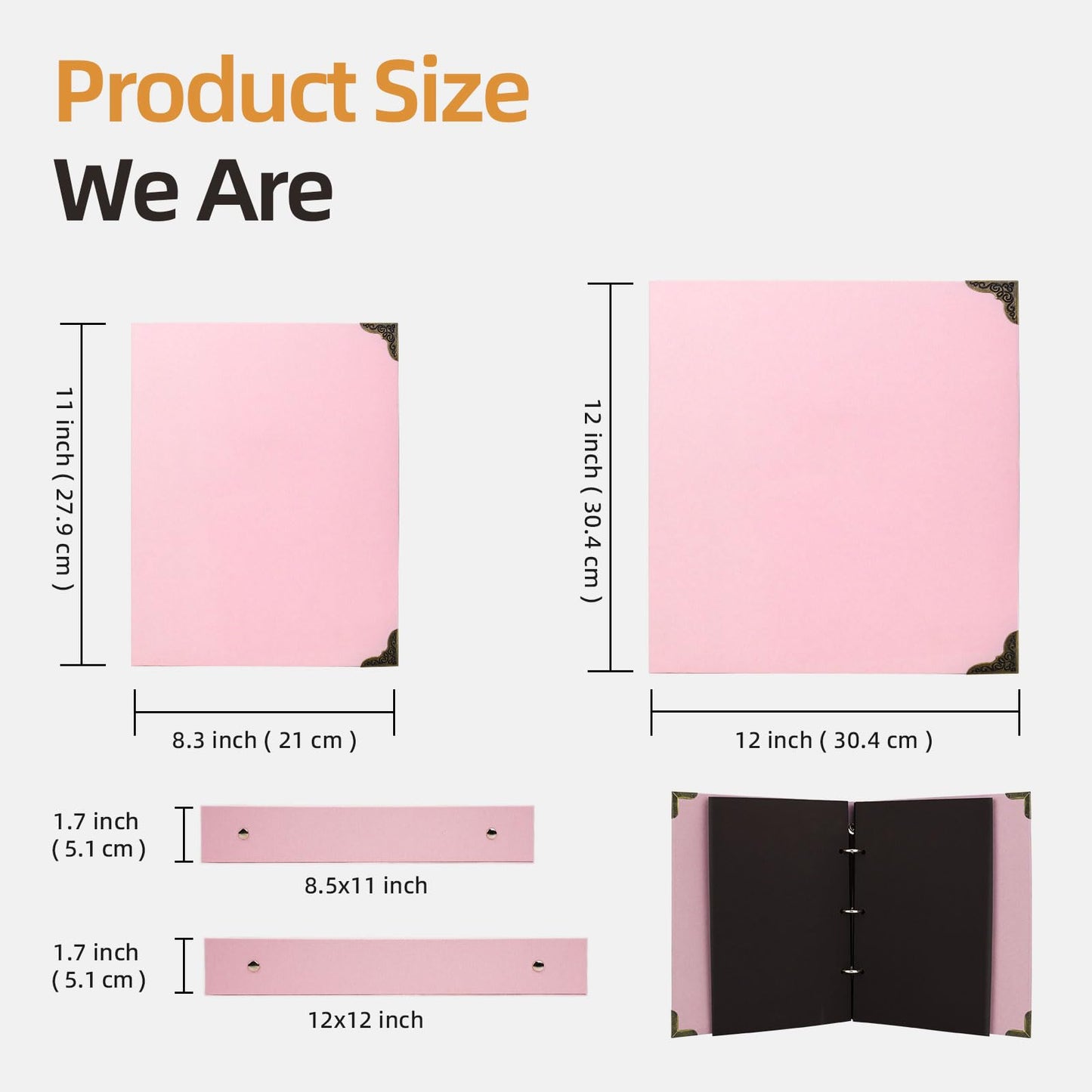 Vienrose DIY Scrapbook Photo Album Kit with Pens Tapes and Stickers 60 Pages Hardcover 12x12 Inches 3 Rings Removable Black Paper Scrapbooking for Lover Friends Kids Wedding Pink