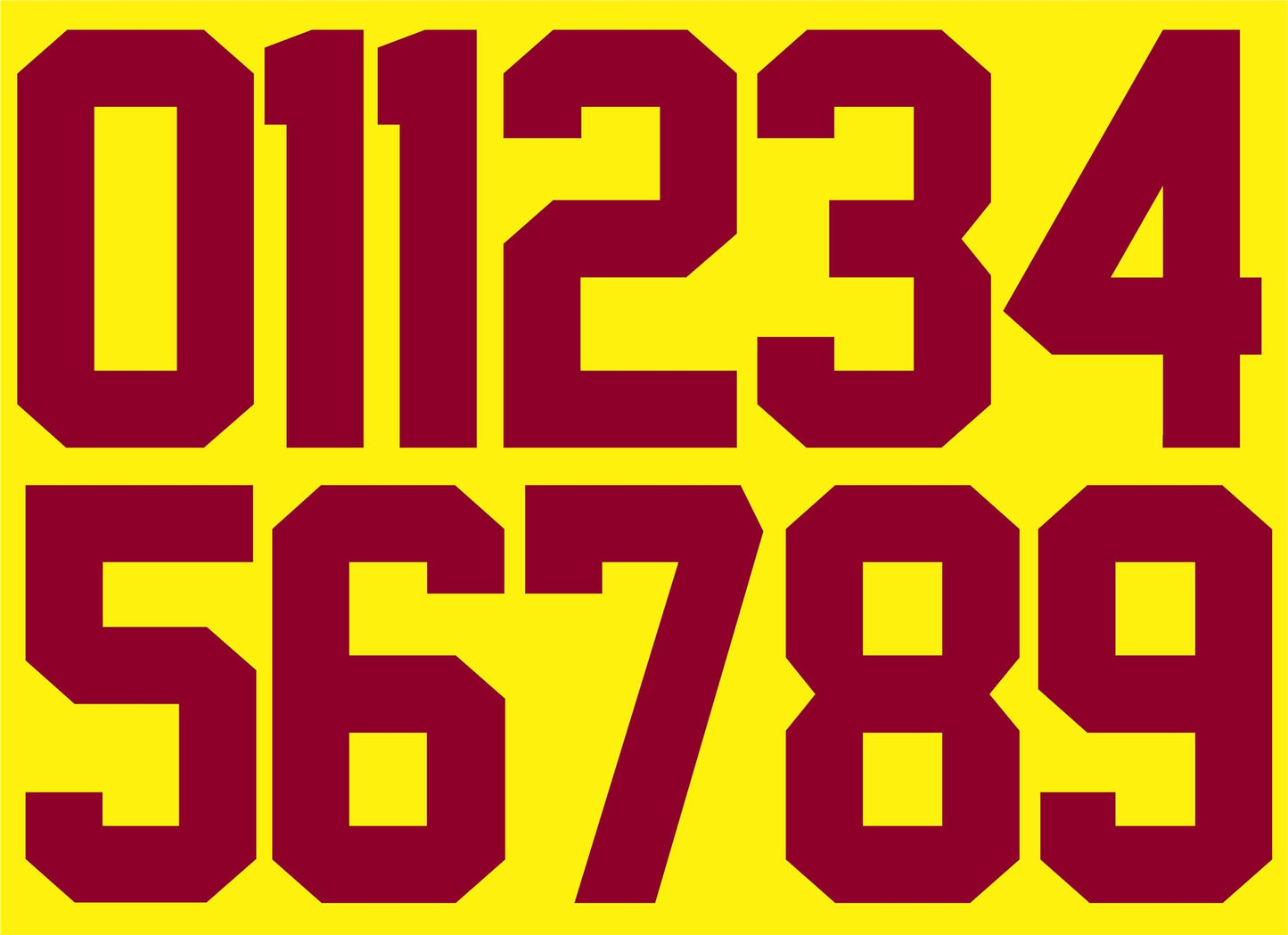 Numbers Kit(0-9),8" Tall for Sports T-Shirt Jersey Football Baseball,Iron On, Heat Transfer, Team,t-Shirt(Style A) (Maroon)