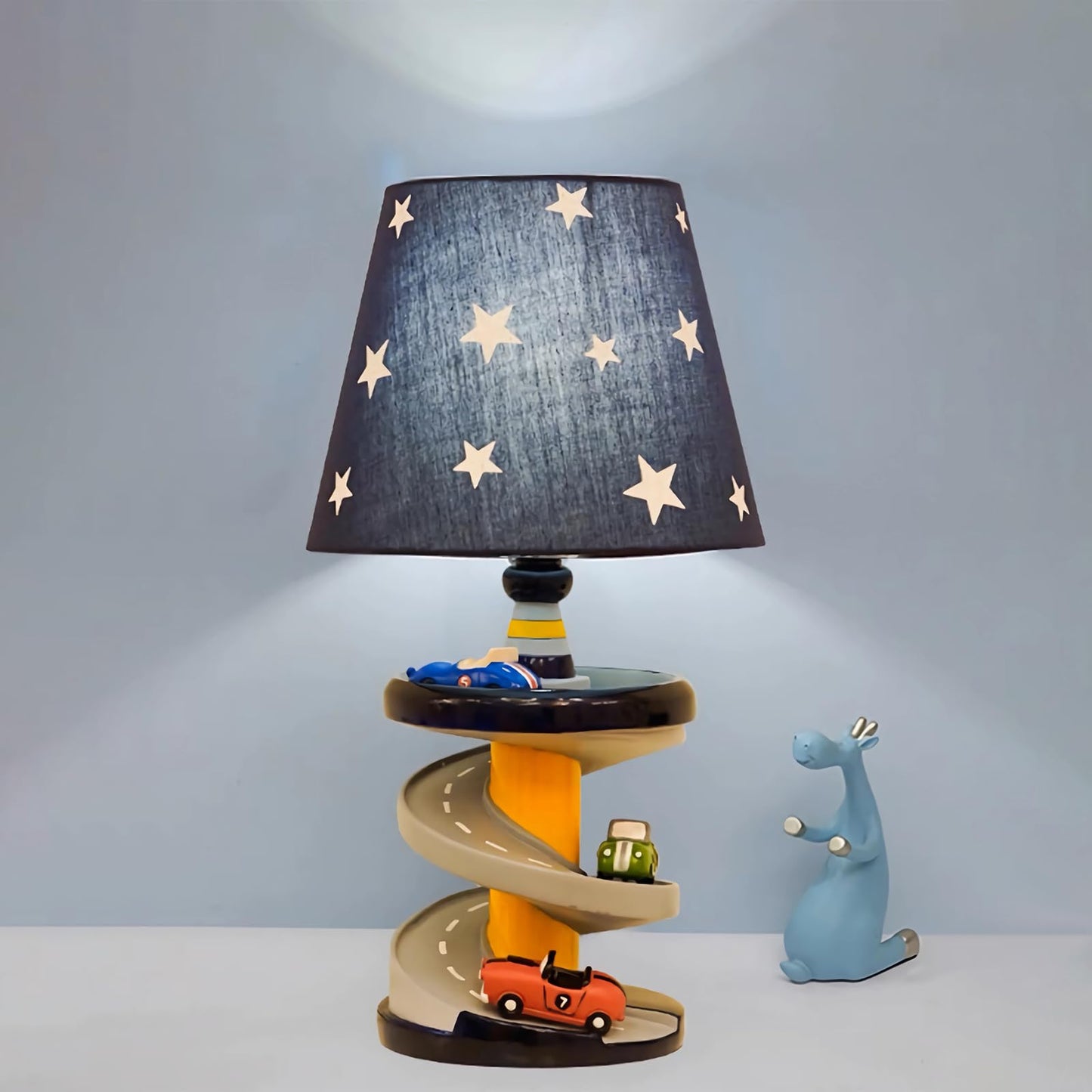 HERBESTBAY Table Lamp, Adorable 14 Inch Racing Road Style Kids Desk Lamp, Car Bedside Lamp Ideal for Children's Bedroom Decor, Includes LED Bulb, speed track, HB-LFL905