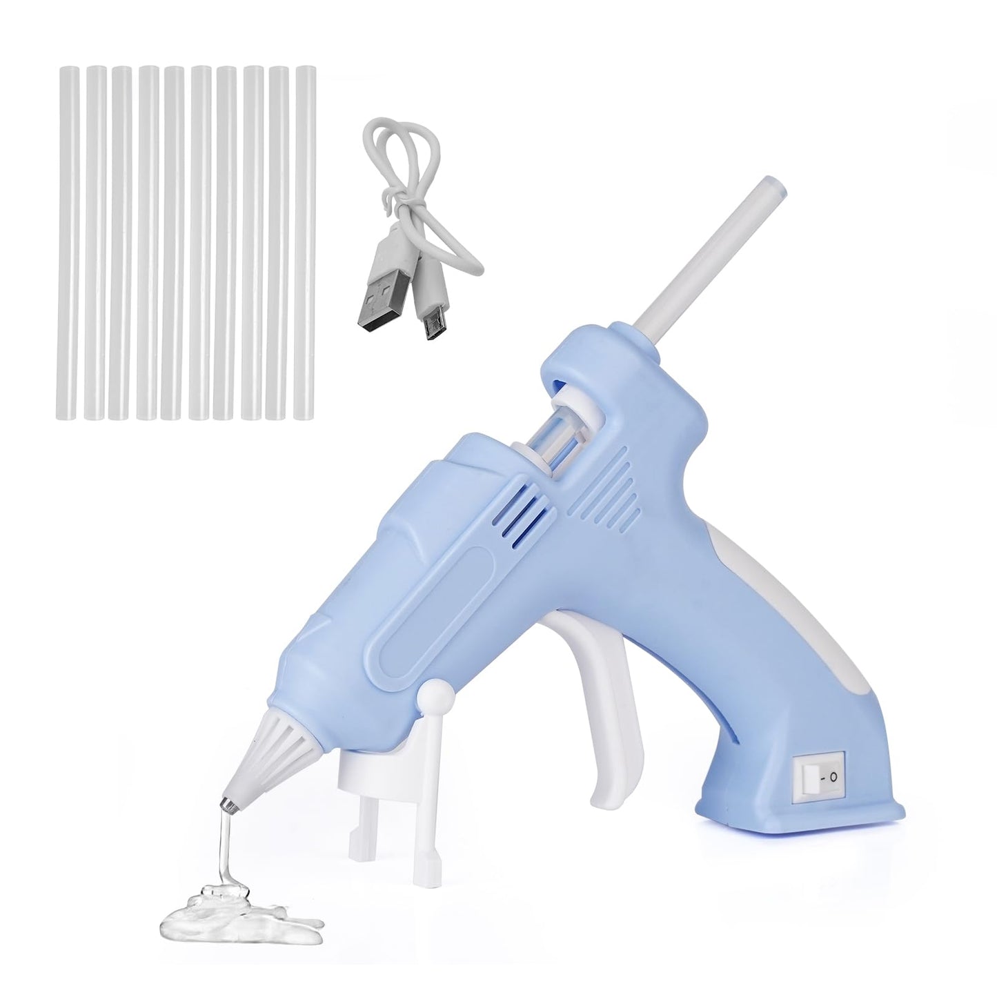 Cordless Hot Glue Gun Glue Gun Fast Preheating Gun Kit with 20 Pcs Sticks USB Rechargeable Cordless Glue Gun for Quick Home Repairs, Arts, Crafts, DIY and Festival Decorations