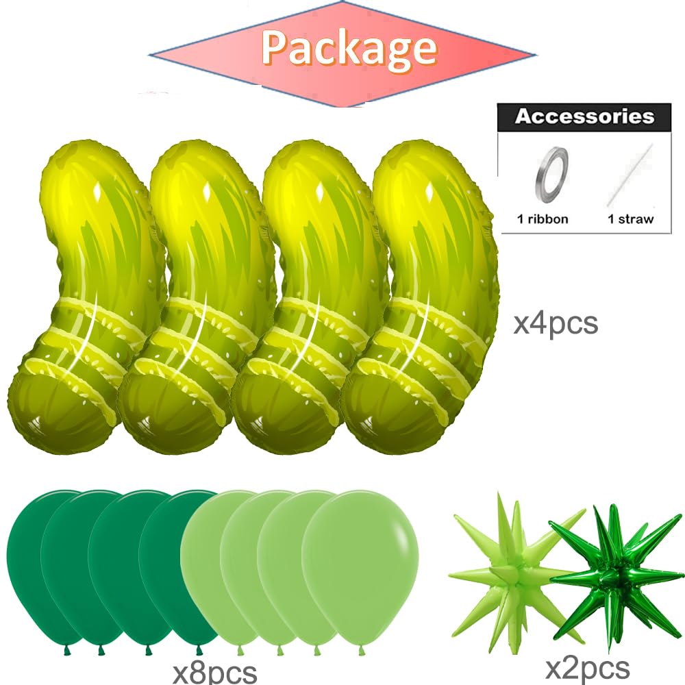 Pickle Party Decorations,Green Dill Pickle Balloons,Cucumber Funny Balloons for Picklesburgh, The Big Dill Party,Last Pickle Shell Ever Tickle Bachelorette,Graduation Decor,Summer Picnic BBQ Supplies