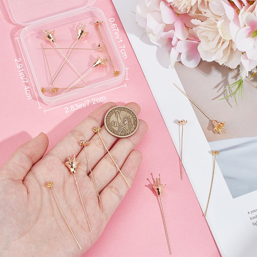 Beebeecraft 18Pcs 3 Styles Ball Head Pins Brass Flower Shape Eye Pin Real 18K Gold Plated Long Wire Needle Headpins Stick Pin for Jewelry Making Earrings Supplies DIY Craft Findings