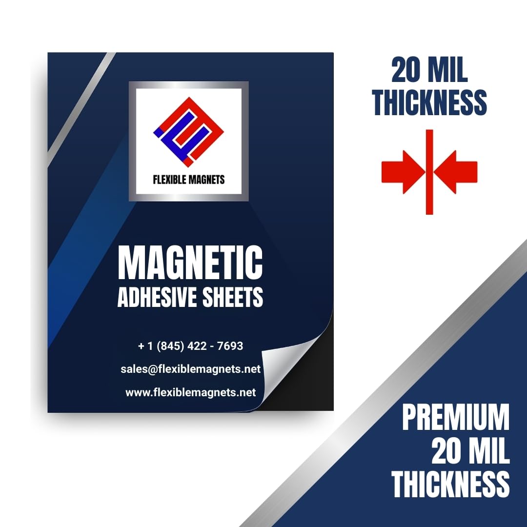 Flexible Magnets – Magnetic Sheets with Adhesive Backing, 4" x 6" (50 Pack) Stick-On Magnetic Sheets for Refrigerator Magnets, Magnetic Labels, Crafts, DIY Projects & More