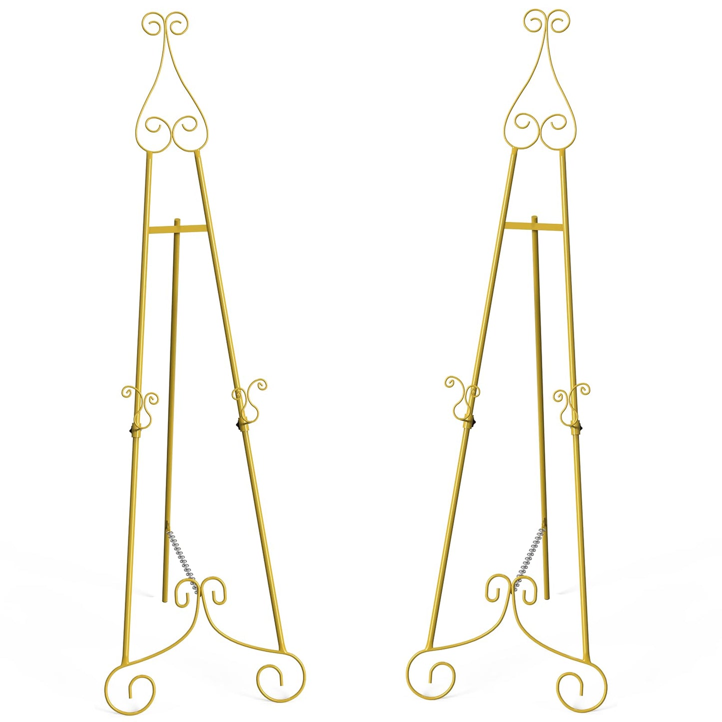 HAITRALGold Easel Stand for Sign, Adjustable Display Easel Stand with Chain Support,Heavy Duty Metal Easel for Wedding Sign,Art,Pictures,55" H Welcome Poster Stand Sign Holder Floor Décor,2 Pack