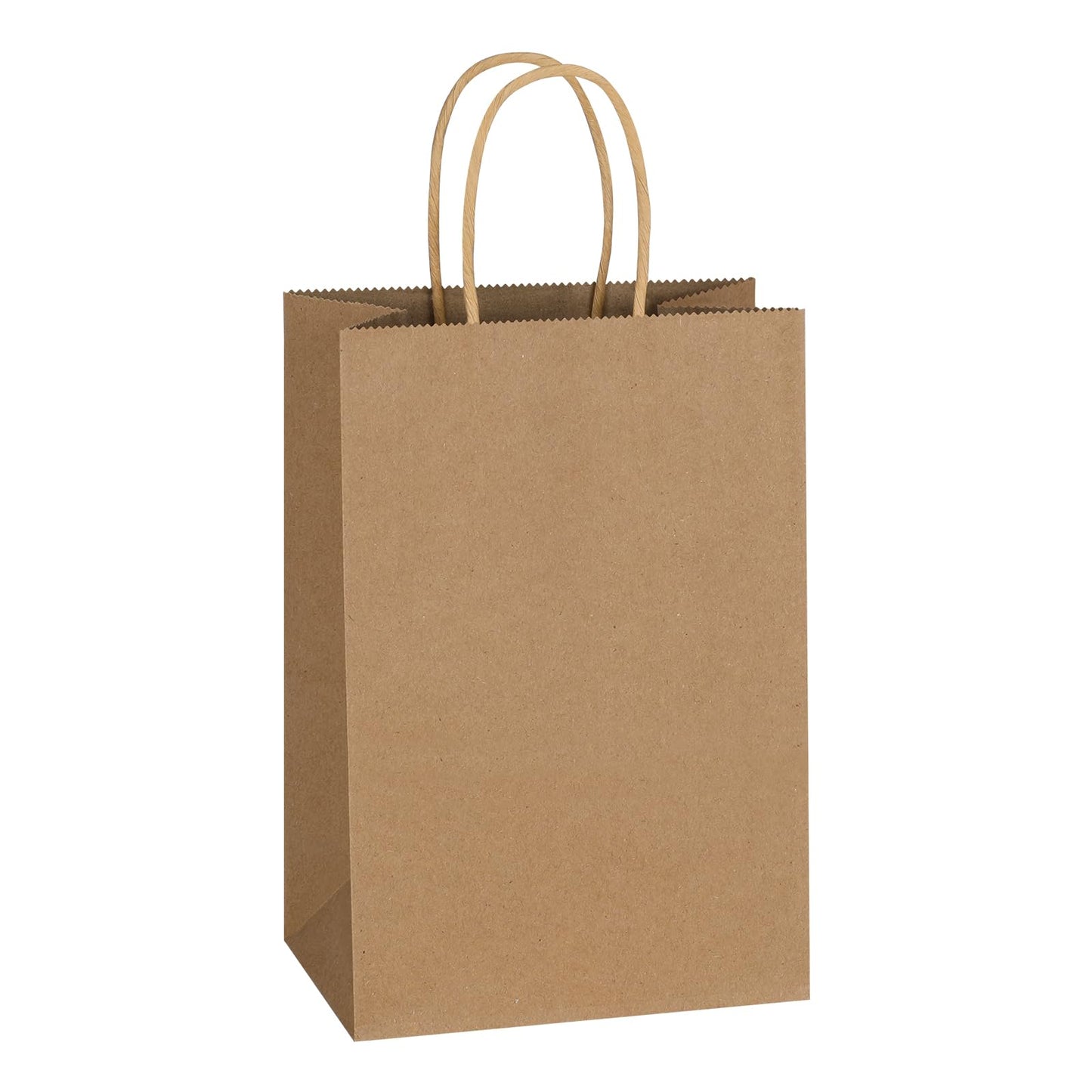 Mlyta 100 Pack 5.25x3.25x8.5 Inch Plain Small Brown Kraft Paper Gift Bags with Handles Bulk for Goodie, Party Favor Brithday Grocery Shopping, Small Business Wedding Retail Treat, Merchandise Sacks