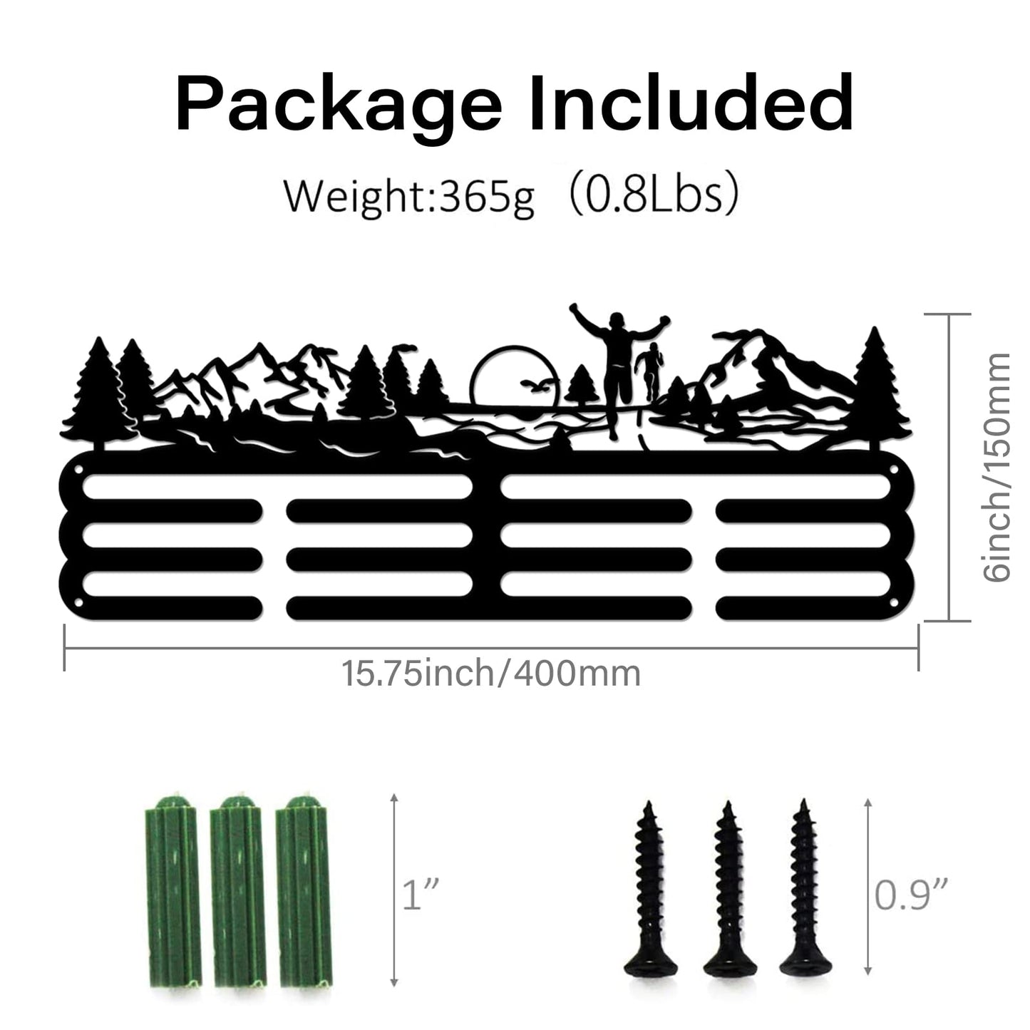 SUPERDANT Running Metal Holders for Display Park Run Sports Awards Medals Display Race Bib Holder Running Medals Hanger Race Metal Wall Hanger Marathon Medal Rack for Runners Athletes Gifts 15.75x6in