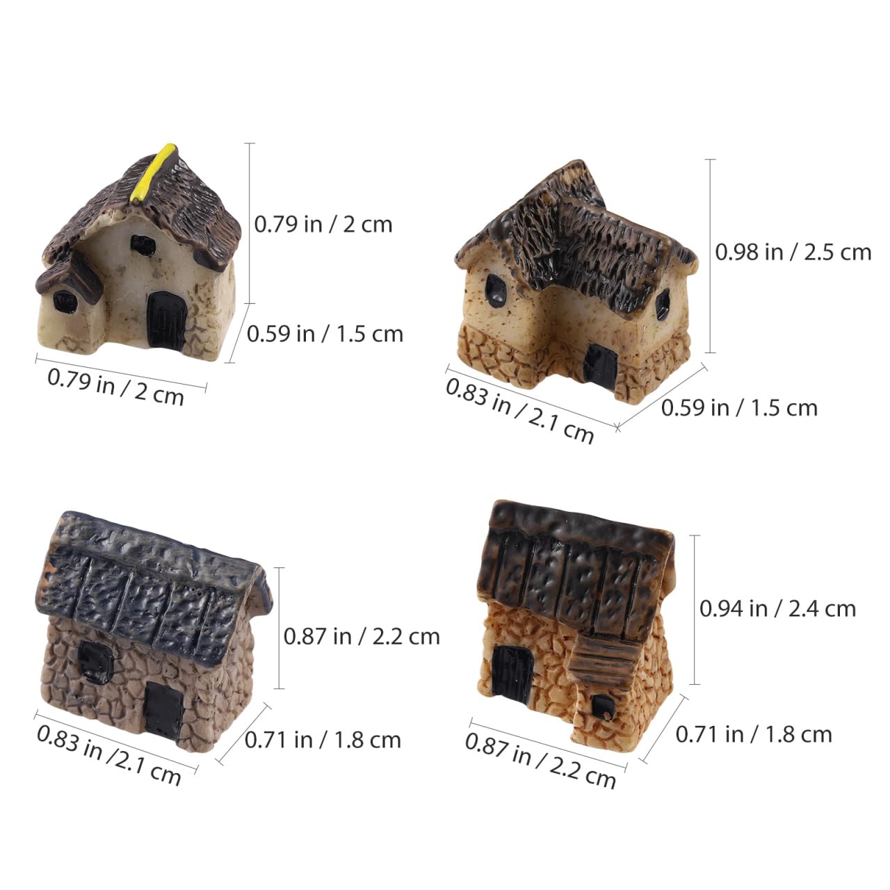 BESPORTBLE 4PCS Miniature Gardening Landscape Micro Houses Resin Village House Fairy Garden Kits Figurines for Bonsai DIY Outdoor Decorations Plant Pot
