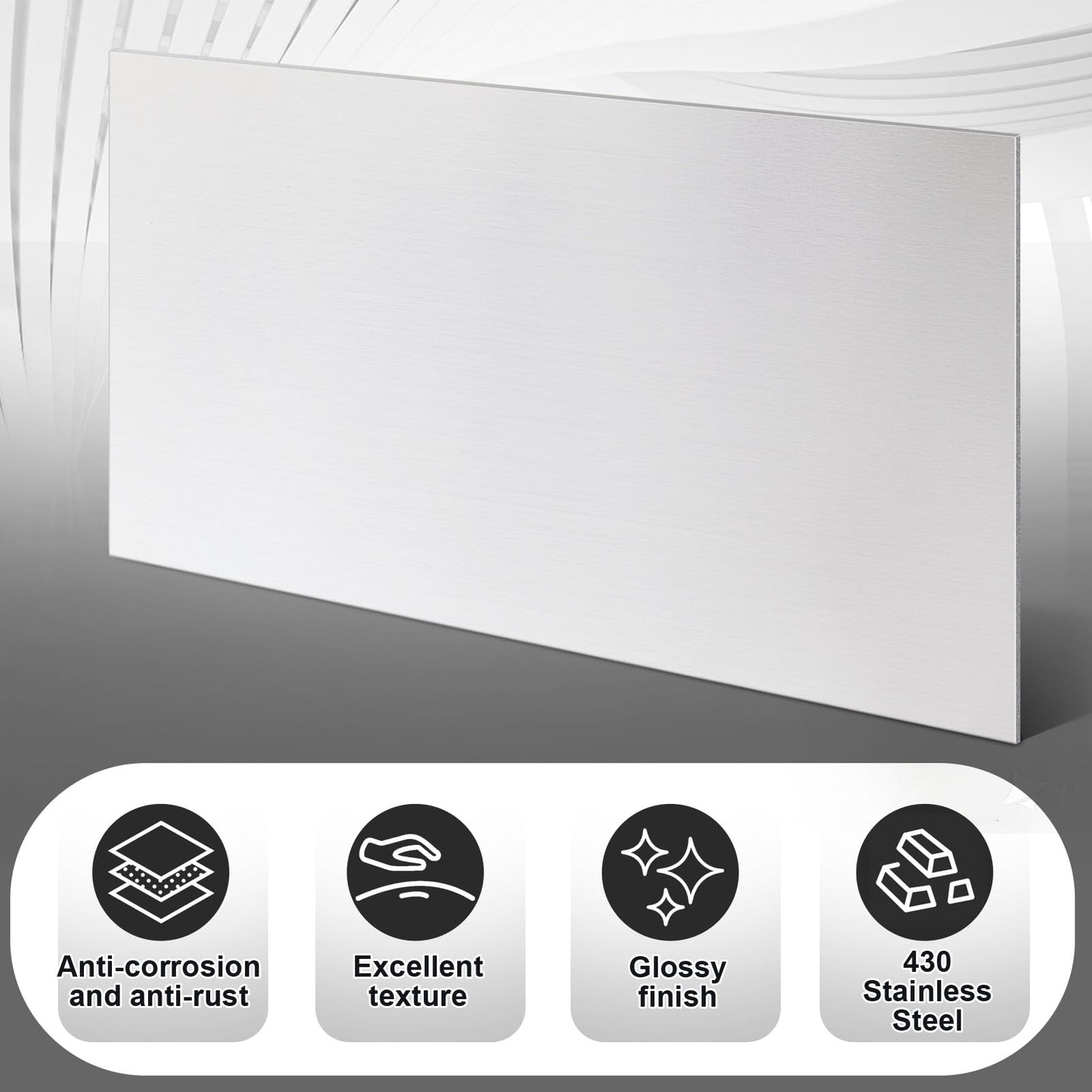 MorningRo 2 Pcs 430 Stainless Steel Sheet Metal 12 x 9 Inches 24ga Metal Plates Panel #4 Brushed Finish Magnetic Mount Board Wall Food Truck Restaurant Crafting Kitchen Floor Trailer Garage Gym
