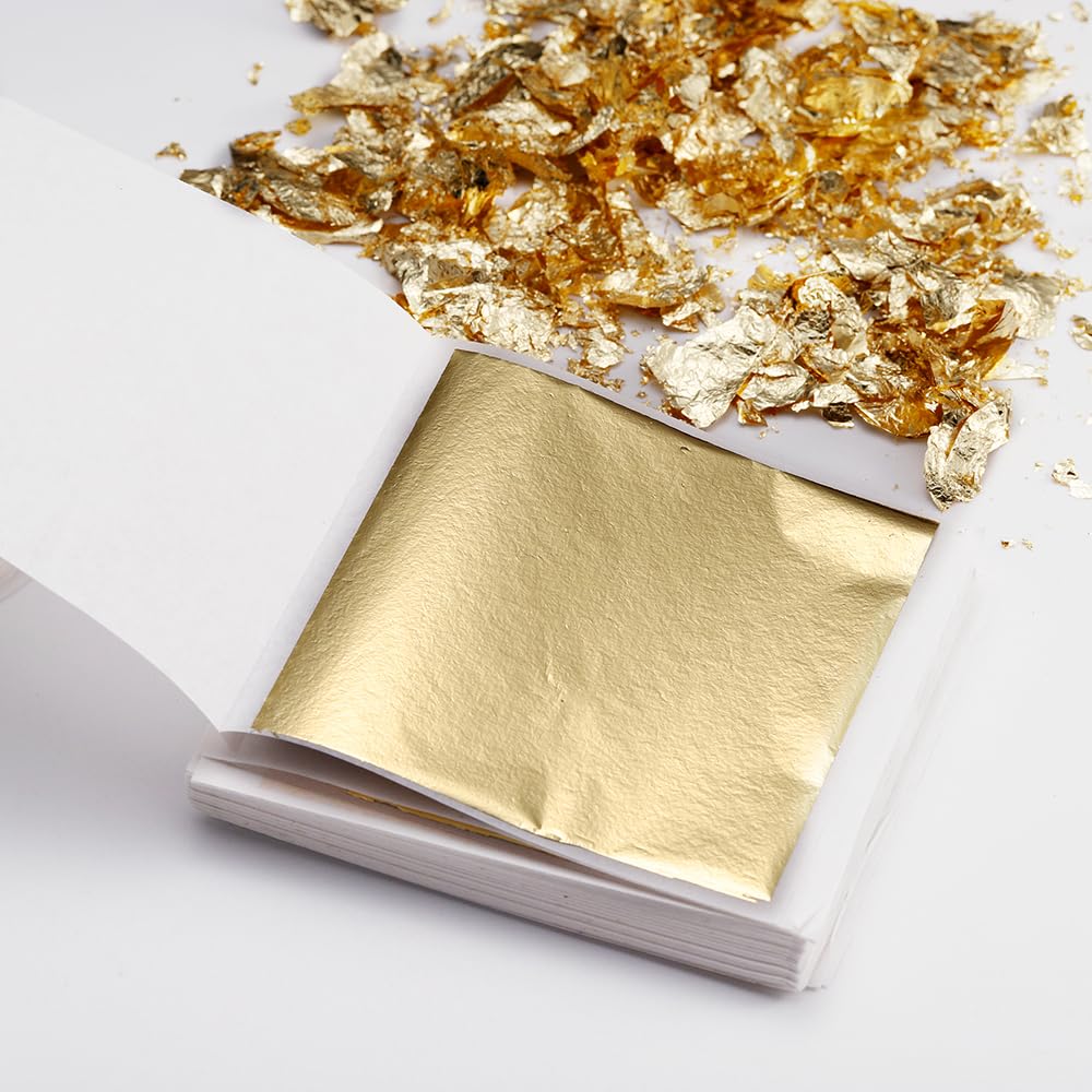 400 Pcs Imitation Rose Silver Gold Leaf Sheets for Resin, Gold Foils Sheets Paper Nail Foil for Paint, Resin, Nails, Jewelry, Arts, Gilding Crafting, Decoration, Sculpture, Furniture