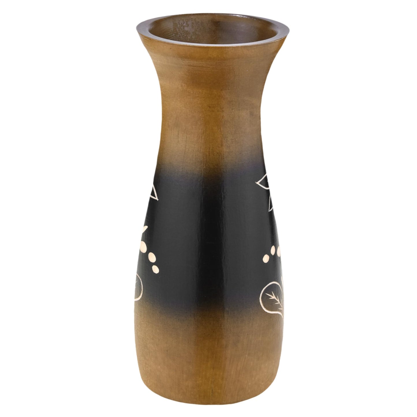 Rainforest Brown Hand Carved Lily Flower 8-inch Mango Tree Wood Vase (1 PC) | Modern Farmhouse Home Décor | Kitchen Bedroom Living Room Home Decoration