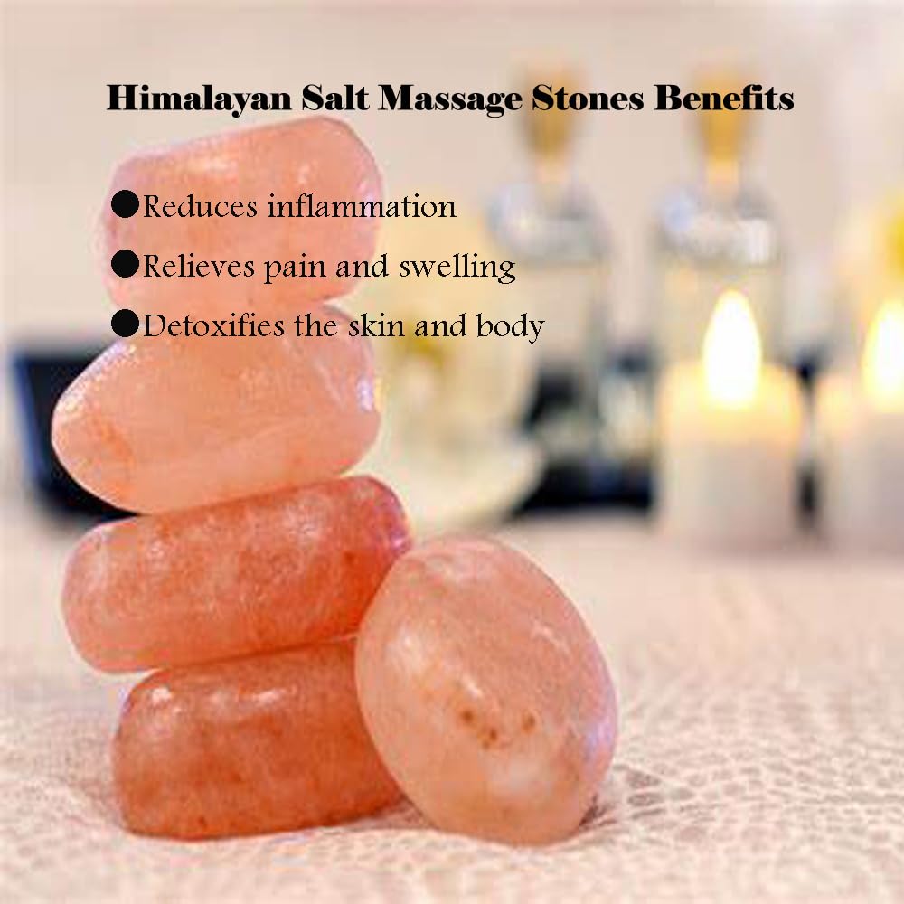 QYLHH 2 Pcs Himalayan Salte Stones Hot Massage Stones Set Warm Rocks Kit for Facial SPA Pink 3.14 x 2.36 in