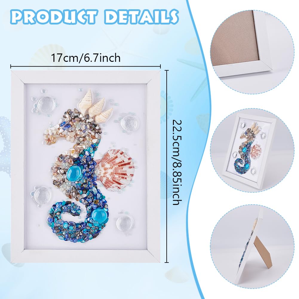 WEBEEDY DIY Seahorse Sea Glass Resin Kit DIY Sea Animals Glass Art Kit with Instruction for Adults Beginners Seahorse Art Summer Resin Decorations Frame Home Bookshelf Office Wall Decor(5.9x7.9)