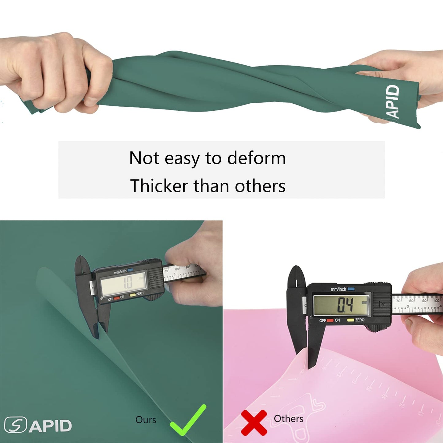 Sapid Extra Large Silicone Sheet for Crafts, Thick Silicone Jewelry Casting Mats, Nonstick Nonslip Silicon Mat for Epoxy Resin, Art Painting, Heat- Resistance Counter Mat (20"×27.9", Dark Green)