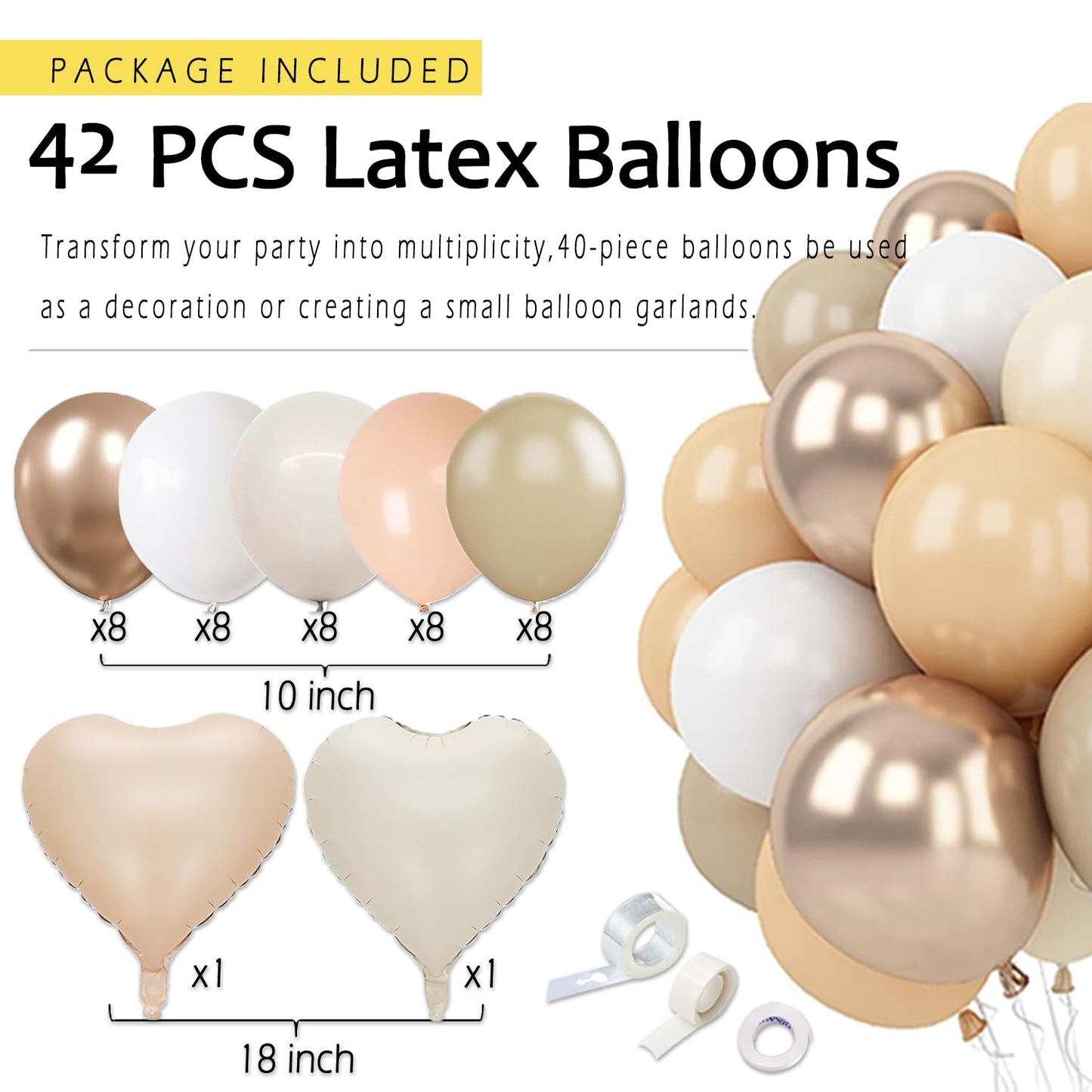 Champagne-Gold Beige Birthday Decorations for Women Girls,Cream Neutral Balloons Décor,Happy Banner,Boho Peach Paper Lanterns Tissue Pom Poms Fan,Anniversary Princess Backdrop Party Supplies
