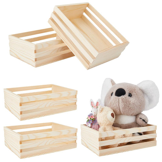 SUPERFINDINGS 5Pcs Wooden Crates for Storage 21x14.8cm Decorative Wood Crates Unfinished Wood Box Farmhouse Wooden Basket for Pantry Organizer Storage for Kitchen Bedroom Closet Rustic Country Decor