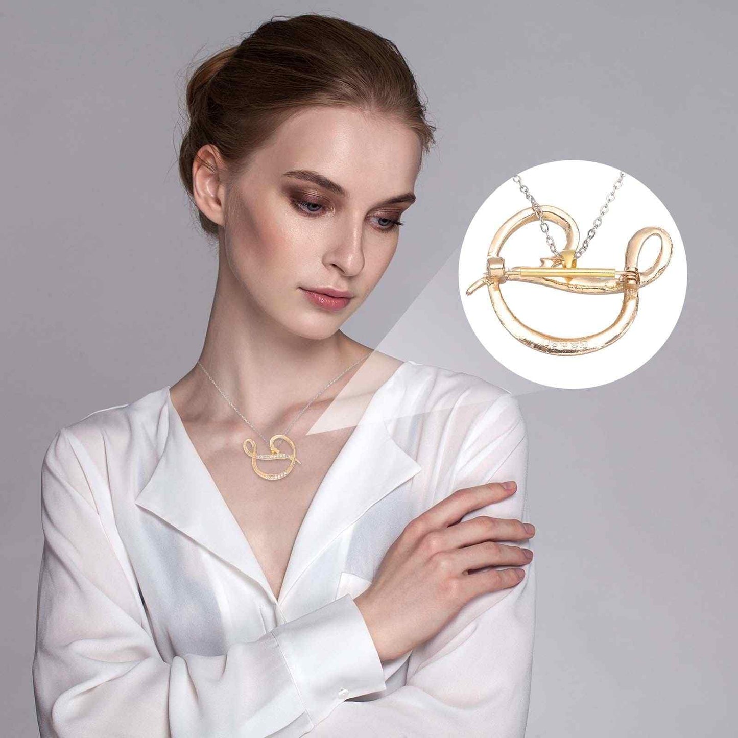 MECCANIXITY 2Pack Sterling Silver Brooch to Pendant Converter, 10mm Pin to Pendant Converters for Jewelry Making DIY Necklace Keychain, Gold