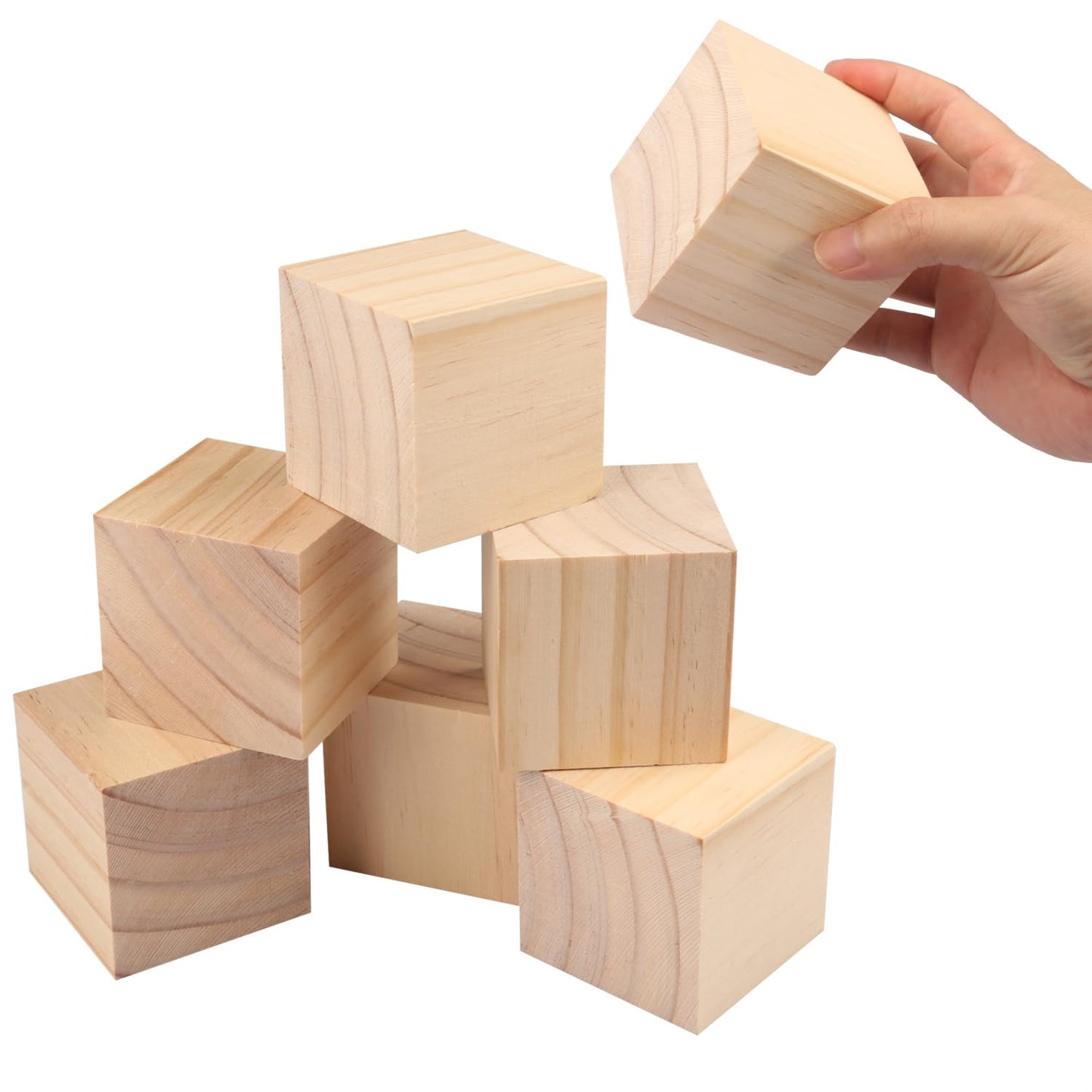 12 Packs Wooden Blocks for Crafts, 3.15 Inch Pine Wood Cubes, Wooden Cubes for Paint, Stamp, Decorate, DIY Projects and Personalized Gifts,by GNIEMCKIN.