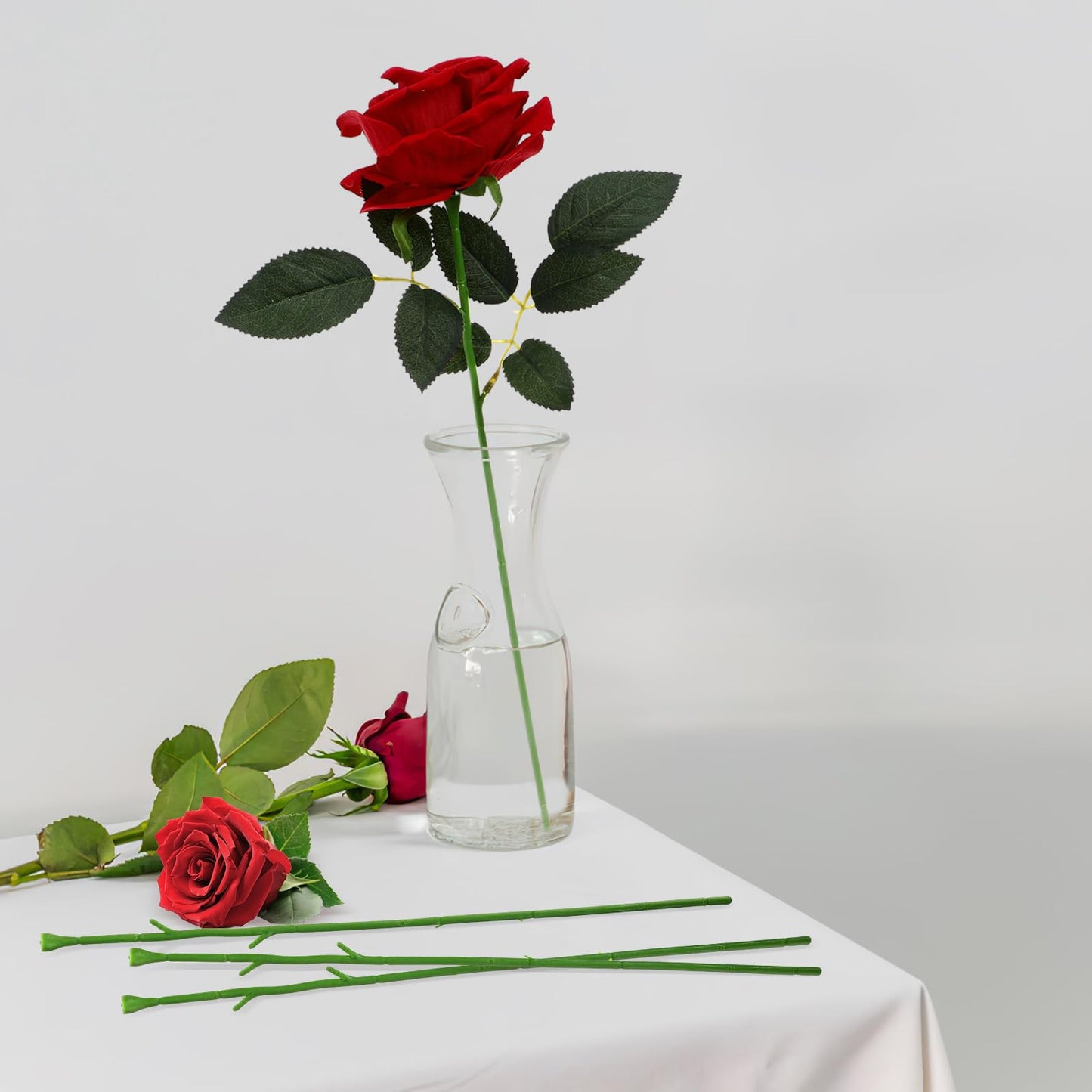 LIOOBO 100Pcs Floral Wire Stem Artificial Rose Flower Stems Plastic Fake Flower Decor for DIY Craft Bouquets Wreaths Wedding Arrangement Room Home Restaurant Party Valentine's Day Decoration 13-Inch