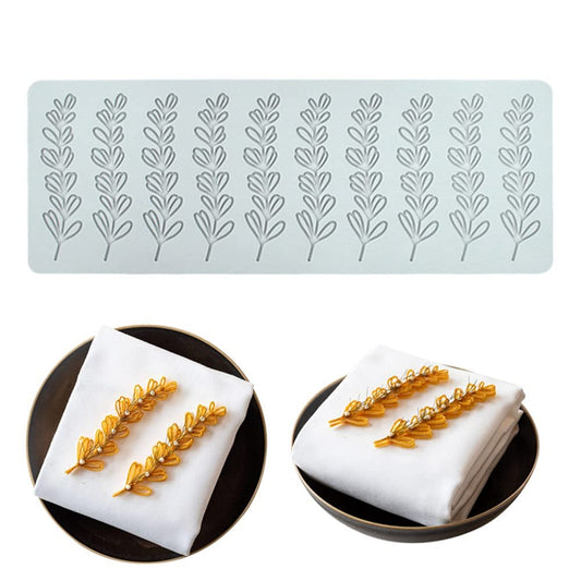 TUKE 3D Hollow Lace Fondant Molds Fruits Leaf Shape Lace Mat Party Cake Decoration Tool Cupcake Mat Silicone Molds for Polymer Clay Chocolate Baking Gummy Mould (Leaf_12x4.4x0.16inch_N)