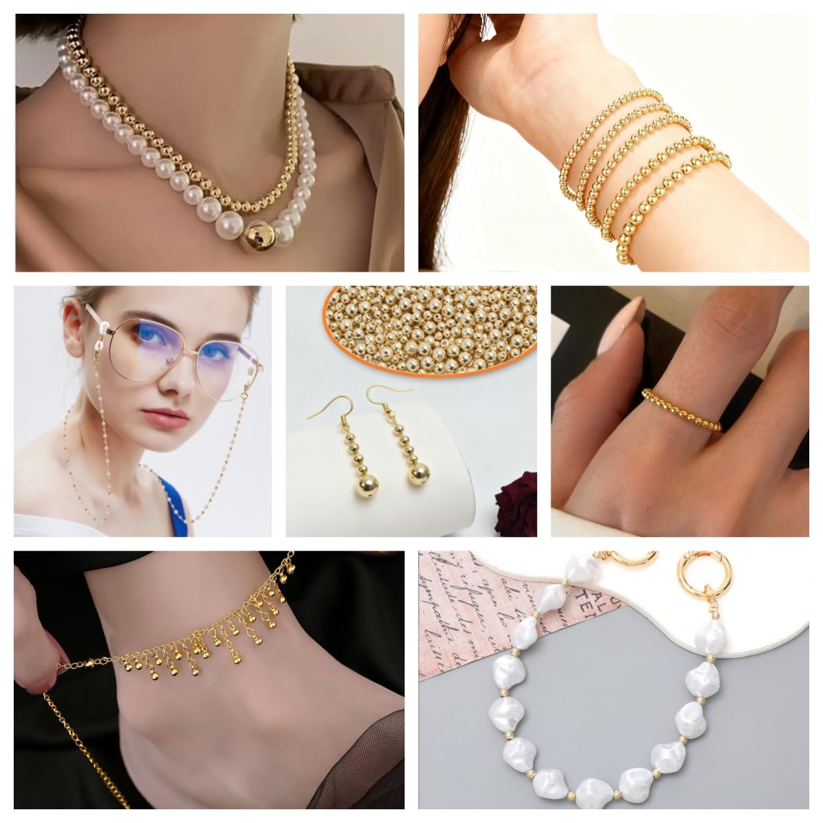 BLOSSIONA 300pcs 5mm 18K Gold Filled Beads Round Gold plated beads for Jewelry Making Brass Smooth Gold Spacer Beads for Jewelry DIY Crafts Long-lasting Seamless Loose Beads for Necklace Bracelet