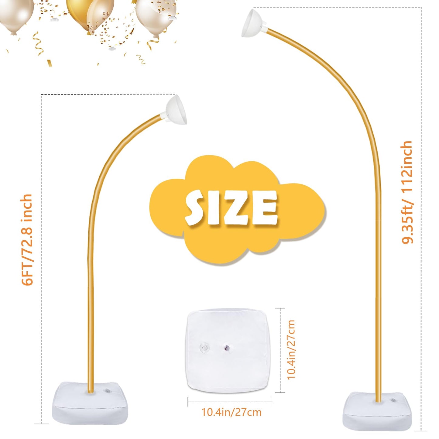 AerWo Balloon Arch Kit 9.35FT & 6FT, Free Bending Half Balloon Arch Stand with Base, Floor Gold Balloon Arch Frame Backdrop for Wedding Birthday Party Baby Shower Yard Lawn Home Christmas Decorations