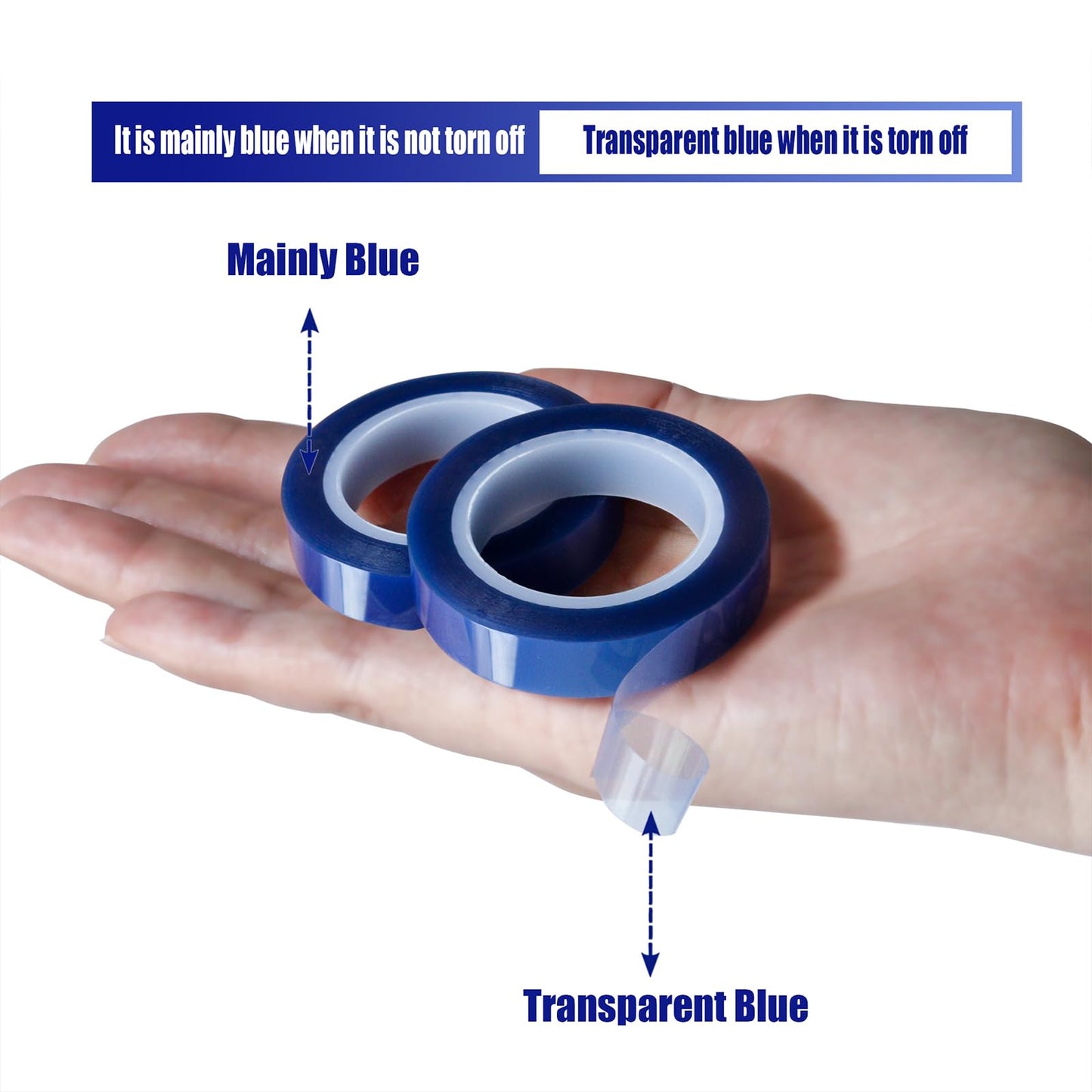 MEBMIK 12 Rolls 10mm x16m(52FT) Blue Heat Tape High Temperature Heat Resistant Tape Heat Transfer Tape for Heat Sublimation Press Vinyl,No Residue