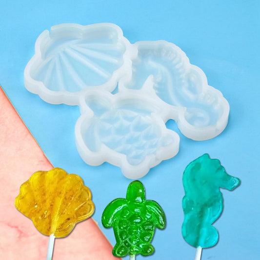 mostsom 2pcs/lot Sea Turtle Seahorse Shape Silicone Lollipop Candy Mold Homemade Kids Cake Chocolate Cookies Decorating Tools Mould Baking Pastry (E_ Turtle)