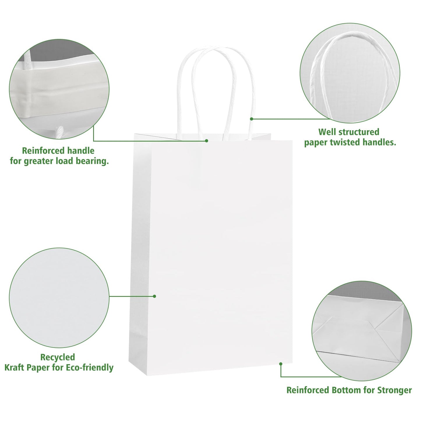 REMTAP Gift Paper Bags 5.9×3.2×8.2 50Pcs Kraft Bags with Handles Bulk Gift Bags for Wedding Party Craft Retail Packaging, Shopping, Party Favor, Retail Bag (Black-S-50pcs, 5.9×3.2×8.2)