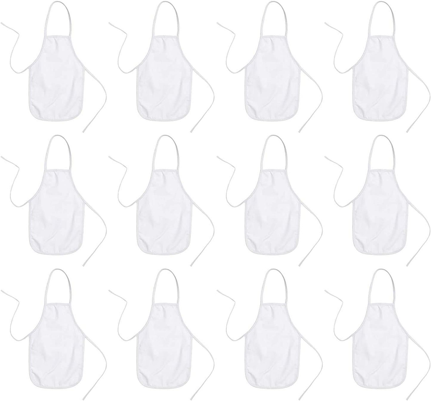 BUMBLE CRAFTS Kids Apron - Pack of 12 | Canvas - Natural Cotton | Bulk Toddler Craft Aprons for Ages 5 & Under | Small White (12.5” x 19”)