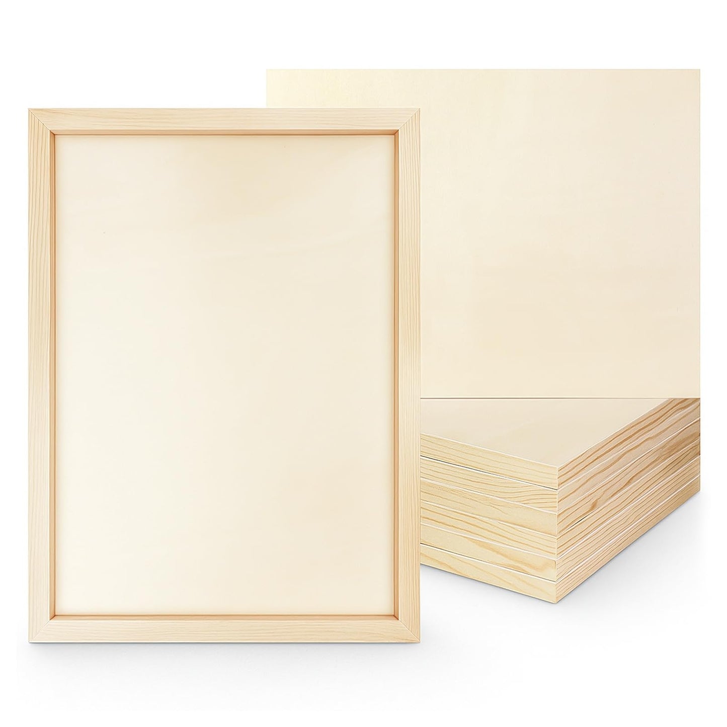 8 Pack Wood Canvas 10x14 Inch Wood Panels Smooth& Textured Pine Wood Boards for Oil Watercolor Art DIY Cratfs by Artists & Hobbyists