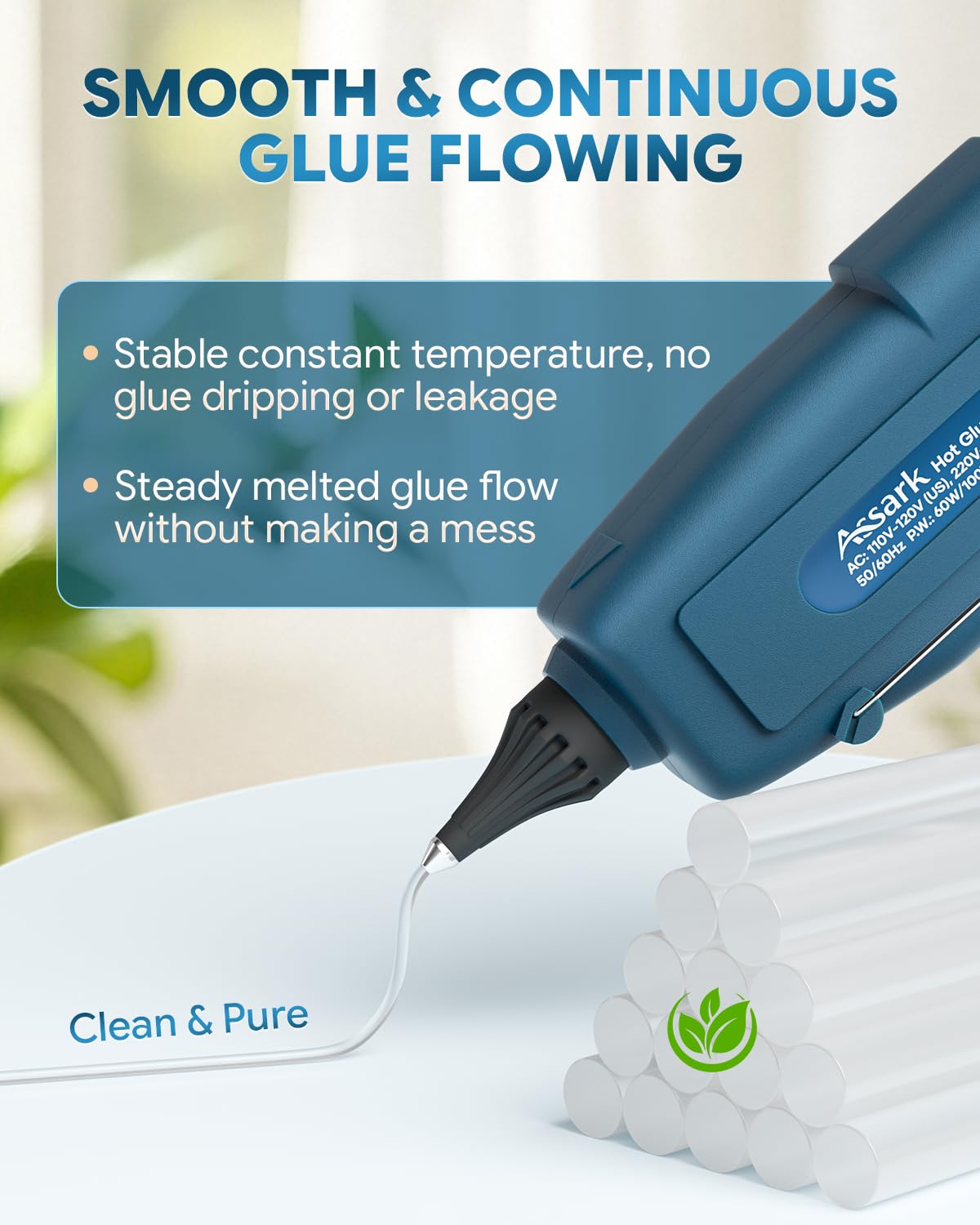 Dual Power 60/100W Hot Glue Gun, Fireproof Anti-Drip Fast Preheating Heavy Duty Industrial Glue Gun with 15 Glue Sticks, Adjustable Power for DIY Craft, Home Repair, Wood, Gift Wrapping
