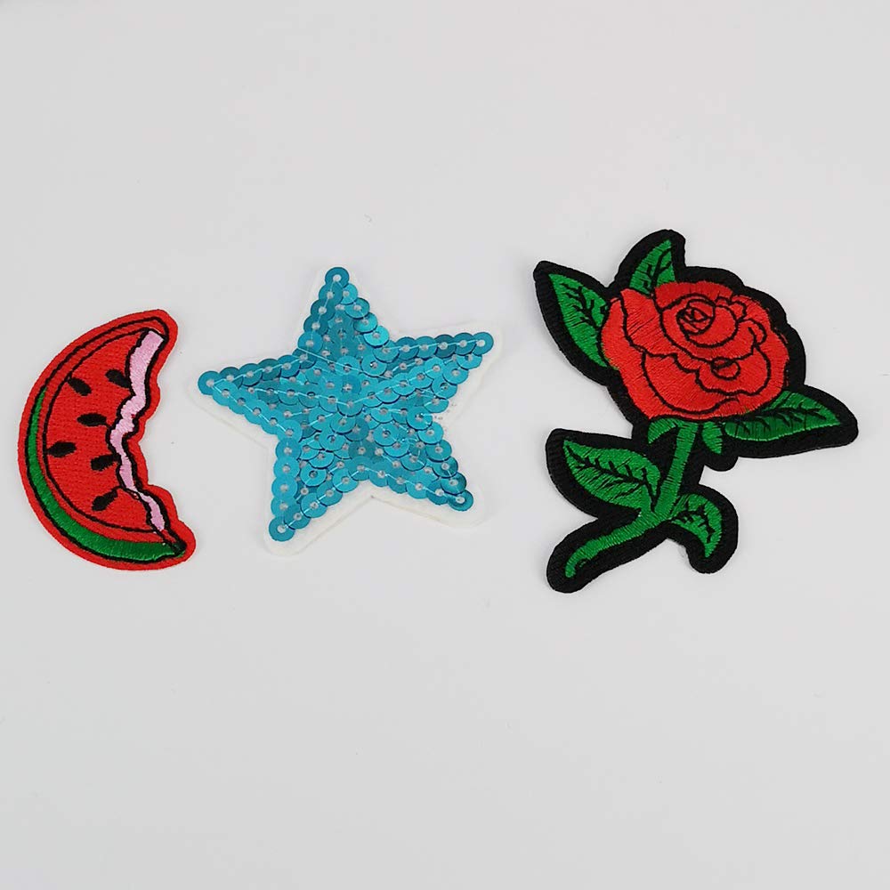 Niangzisewing Mix Lots Bulk 50pcs Iron on Patches sew on Patches Craft Embroidery Patch Motif Clothes Jackets Hats Backpacks Jeans Kids Butterfly Hearts (Mix, from 1" to 3")
