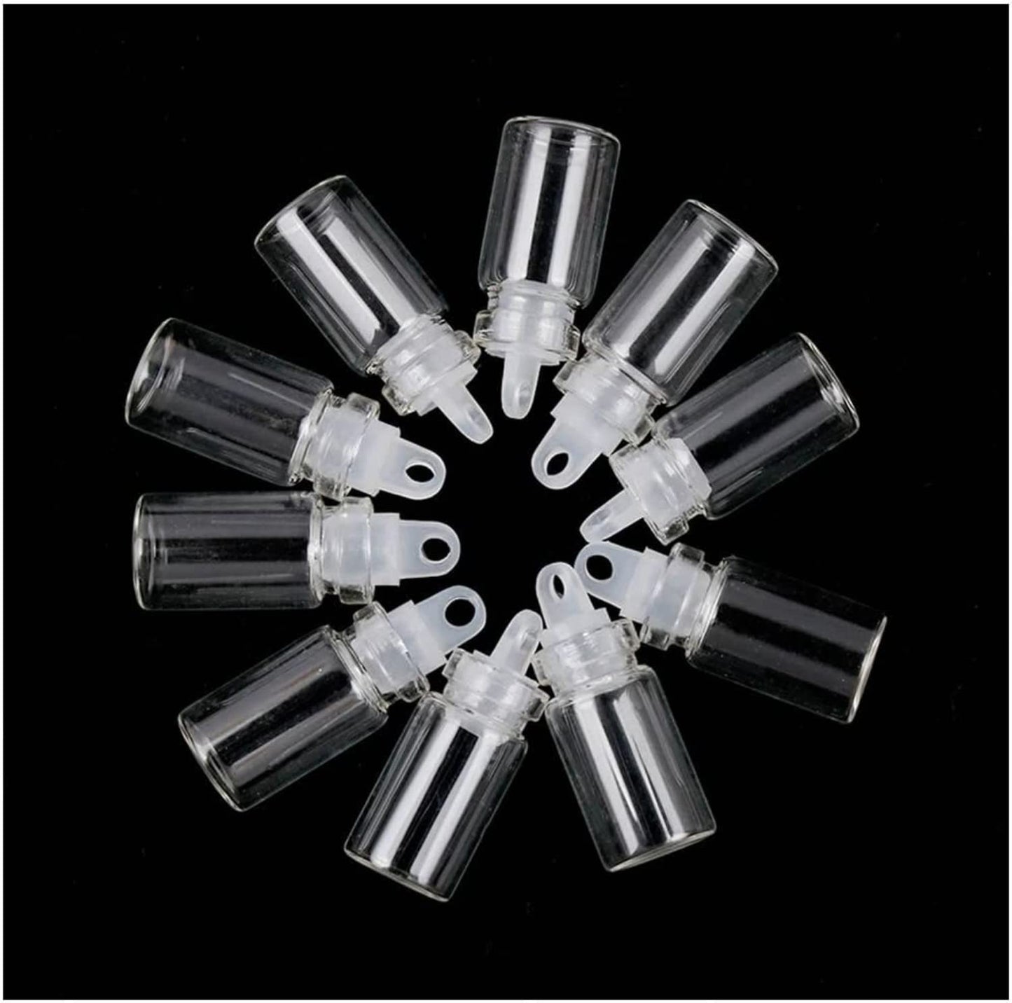 Minsily 100 Pcs 1ml Mini Small Glass Bottles with Plastic Stopper 20m Twines Clear Tiny Jar Small Glass Vials Wishing Bottle Charm Vials Arts Crafts Bottles DIY Decoration Wedding Party Favors Gifts
