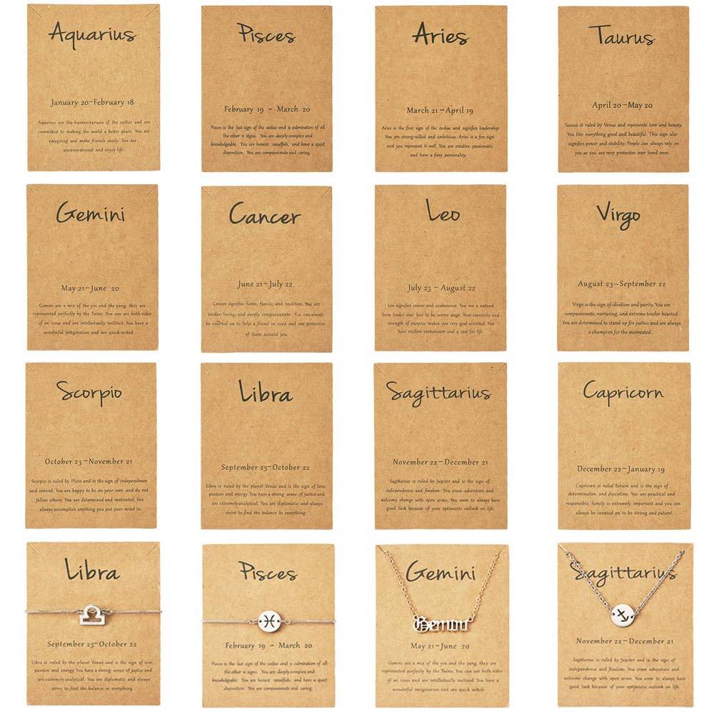 Fashewelry 120pcs Jewelry Display Cards Zodiac Bracelet Necklace Cards 12 Constellations Jewelry Holders for Small Business Selling Valentines Day Jewelry Packing Display