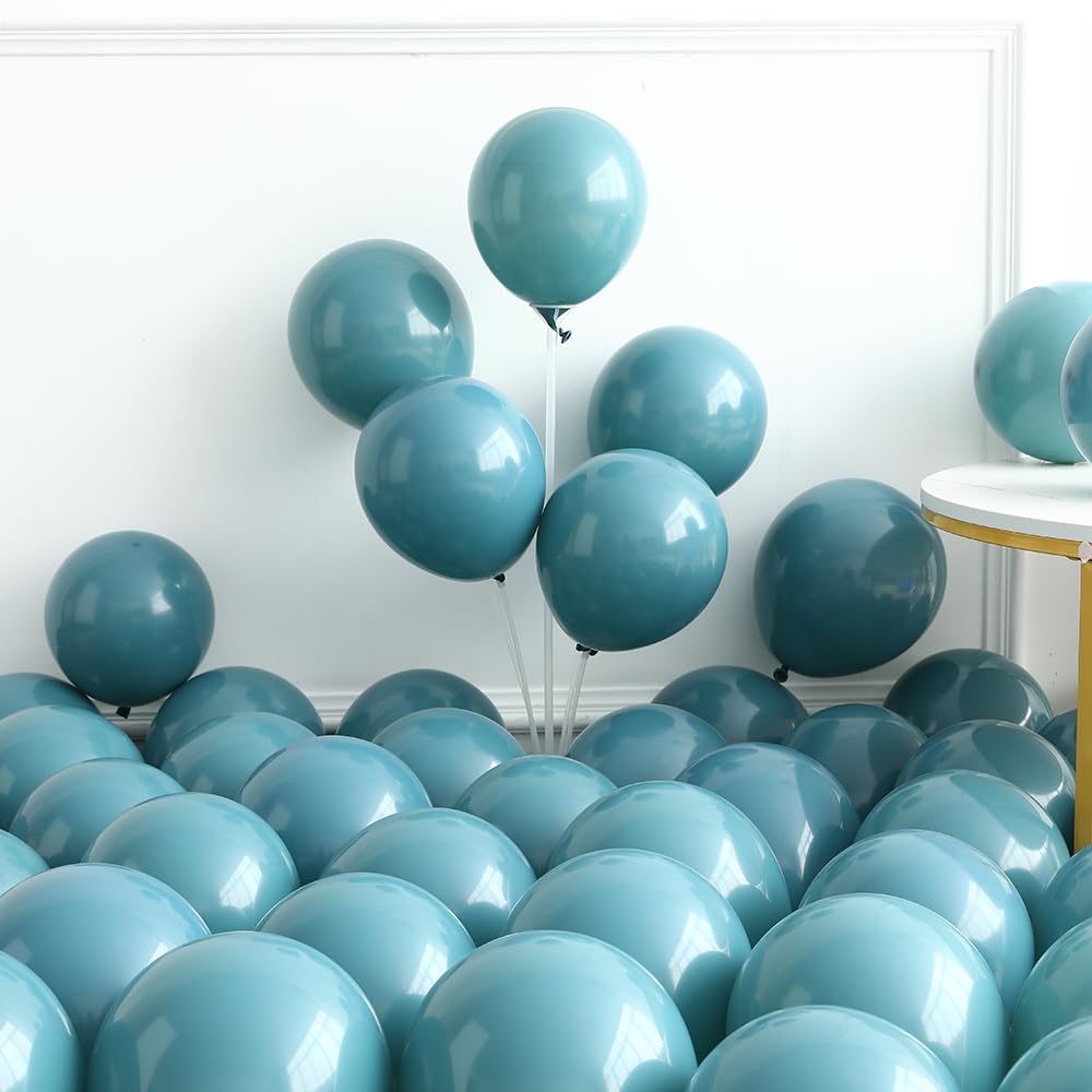 PageebO Travel Themed Party Balloon Arch Kit 131pcs Dusty Blue Coffee Balloon with Globe Plane Aluminium Balloon for Time Flies 1st Birthday Party Retirement Farewell Party Decorations