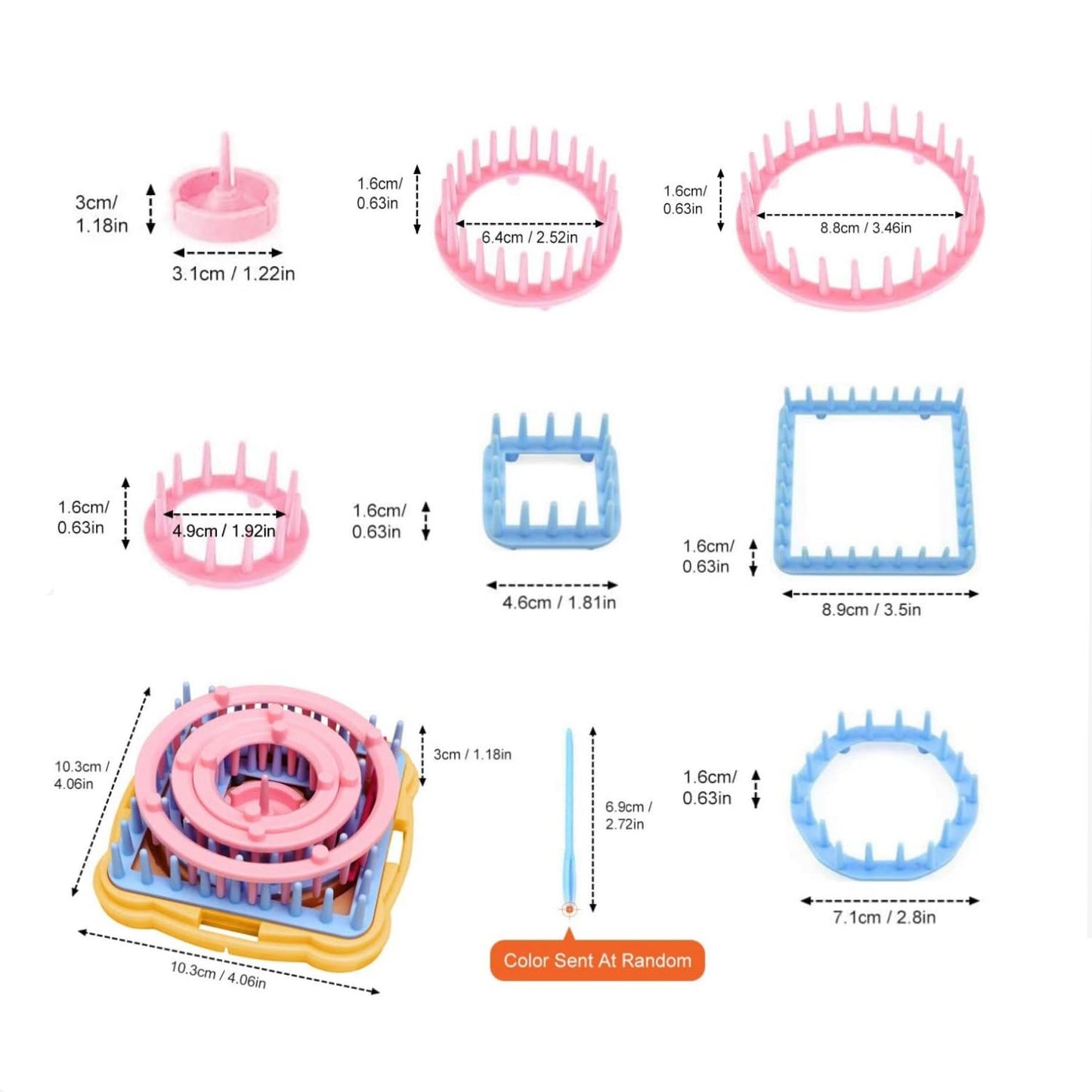 Ayasee Weaving Loom Kit, Flower Knitting Loom Kit, Frame Looms, Knitting Wool, Round/Square Knitting Looms Craft Kit Multi Color (Flower Maker + Pom Maker + Yarn)