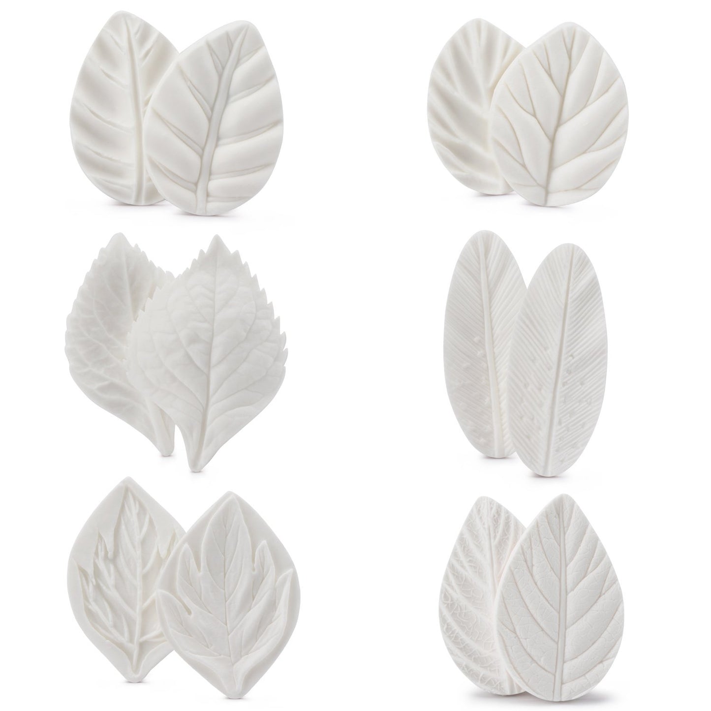 Beasea Silicone Leaf Fondant Mold, 6pcs Rose Leaf Cutter for Fondant Cake Decorations Styling Chocolate Sugar Cookie Cutter Set Silicone Mould