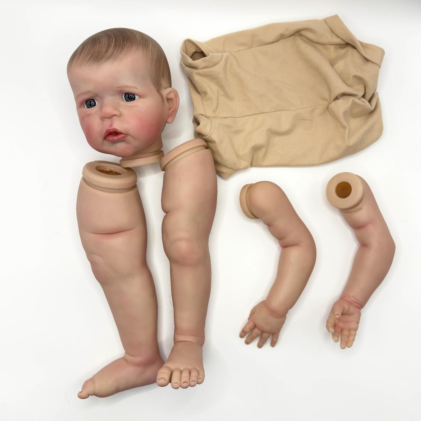TERABITHIA 24Inches Hand Draw Hair Already Painted Kits Realistic Reborn Baby Doll Parts with Detailed Painting Veins Lifelike Newborn Awake Doll Kits Cloth Body and Eyes Included