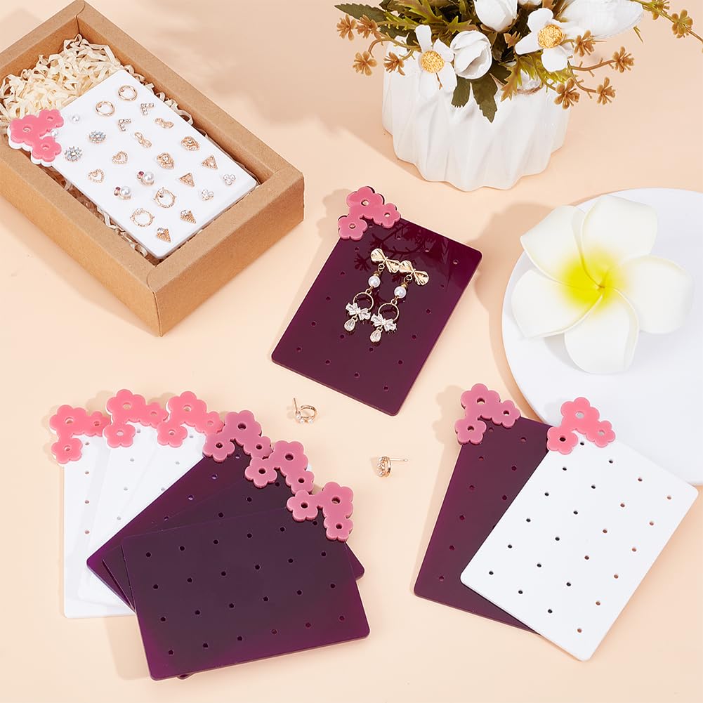 OLYCRAFT 12Pcs Acrylic Earring Display Card Portable Acrylic Earring Organizer with 24 Holes Stud Earrings Storage Holder Flower Jewelry Show Rack for Travel Home Earrings Jewelry Supplies