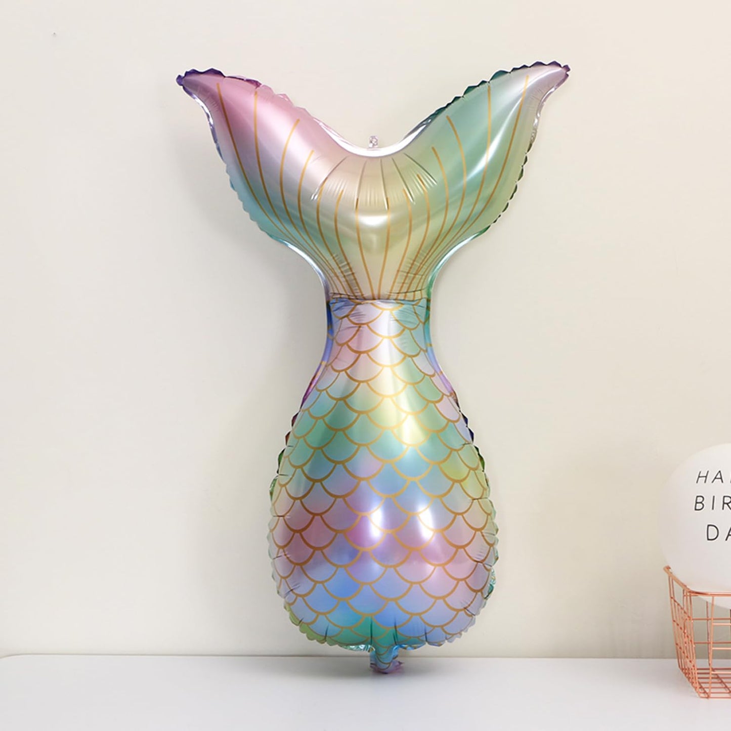 Mermaid Birthday Decorations for Girls Age 3-7, Purple Blue Pink Mermaid Theme Party Supplies with Large Shell Foil Balloons, Banner, Heart and Star Balloons for Kids Baby Shower (4th)