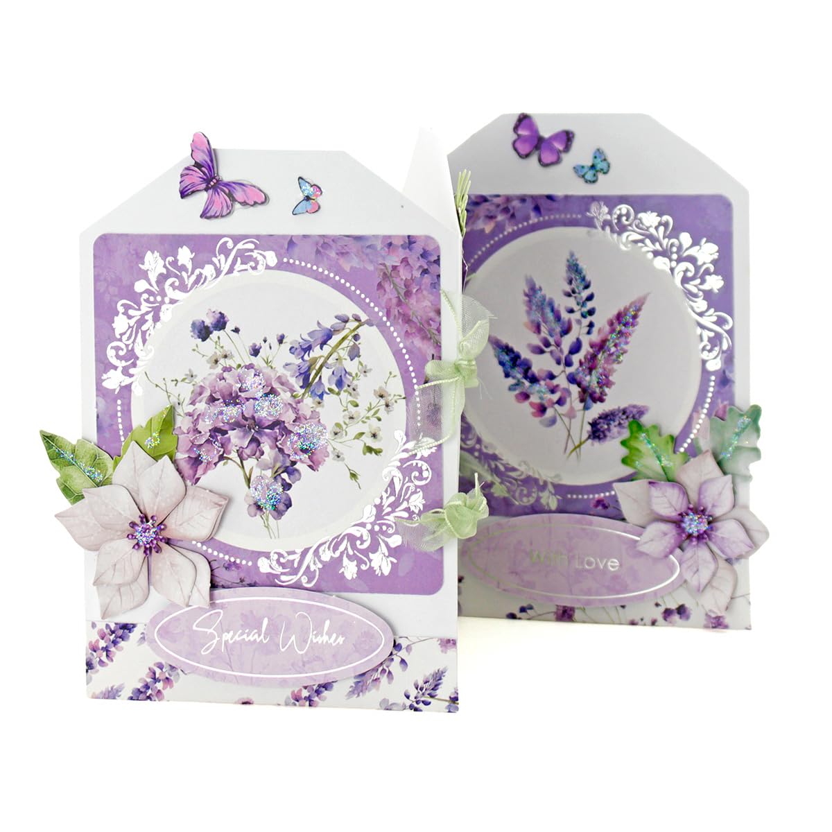 Katy Sue Dusky Violet Blooms, Die Cut Flowers & Leaves Pack. 12 Sheets of Pre-Cut Double-Sided Paper Flowers & Leaves in a Purple Colorway from Card Making Supplies. UK-Made.