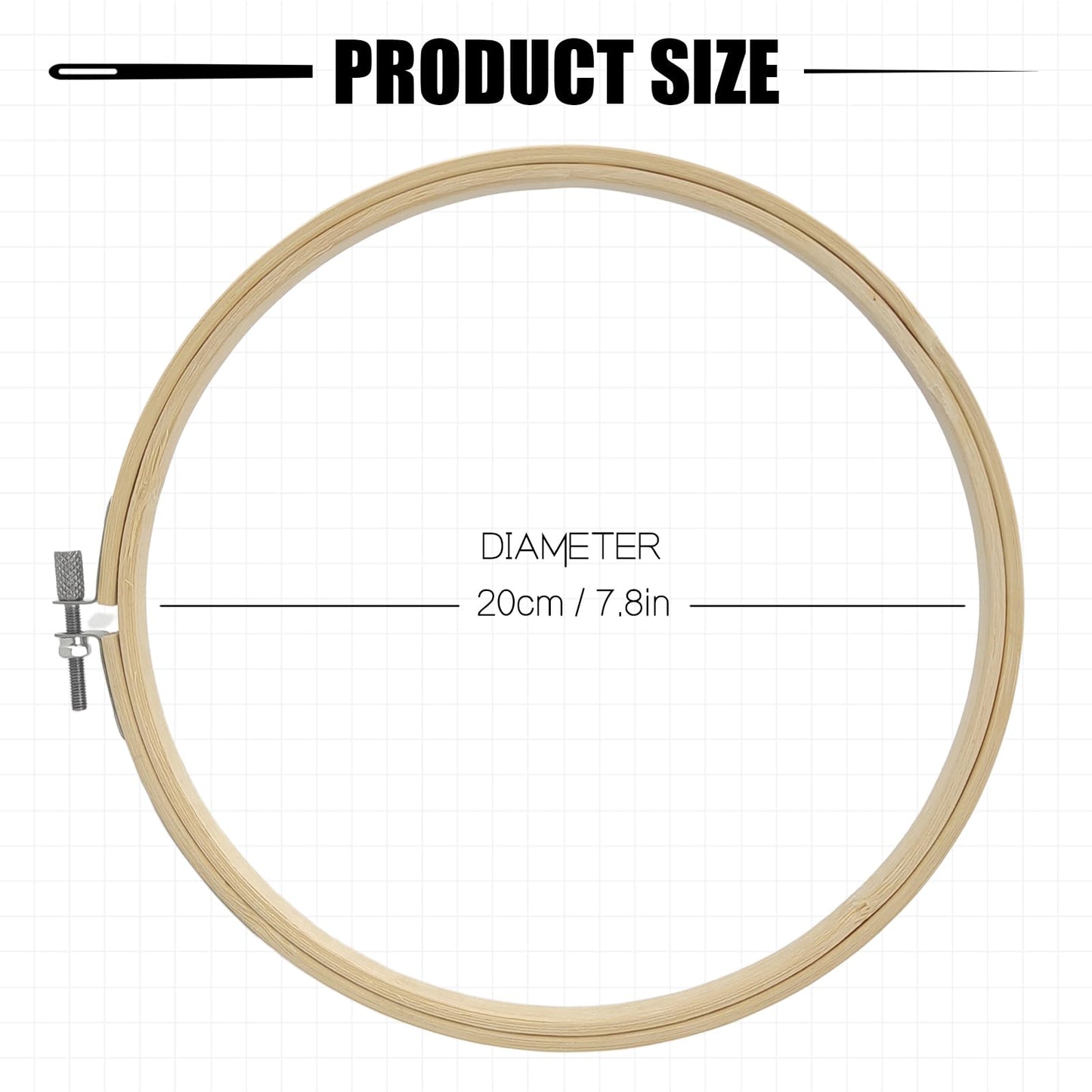Embroidery Hoop 8 Inch 12 Pieces, Circle Embroidery Hoops Bulk, Round Large Embroidery Hoop, Adjustable Hoop Ring for Art Craft Handy Sewing Cross Stitch Supplies