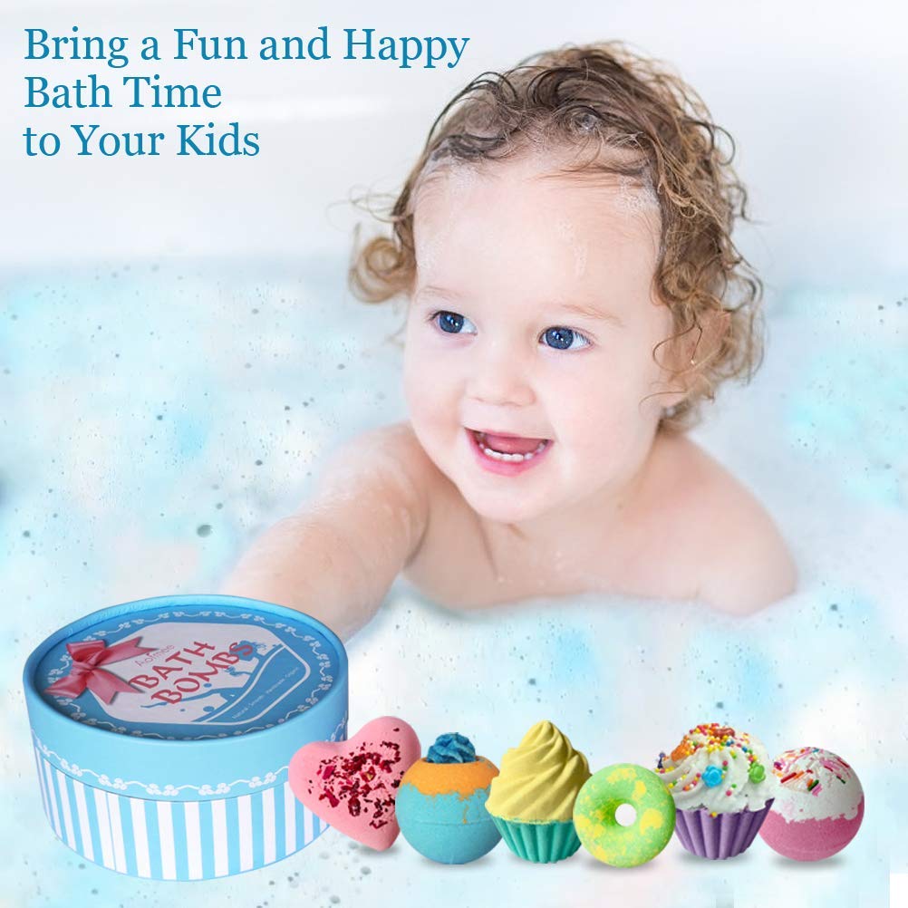 Aofmee Bath Bombs, 6pcs Bubble Bath Bomb for Girls, Handmade Fizzies Bathbombs for Women, Natural Organic Kids Spa Kit, Non Toxic Bath Kit for Teens, Gift Set for Mother Birthday Christmas Easter
