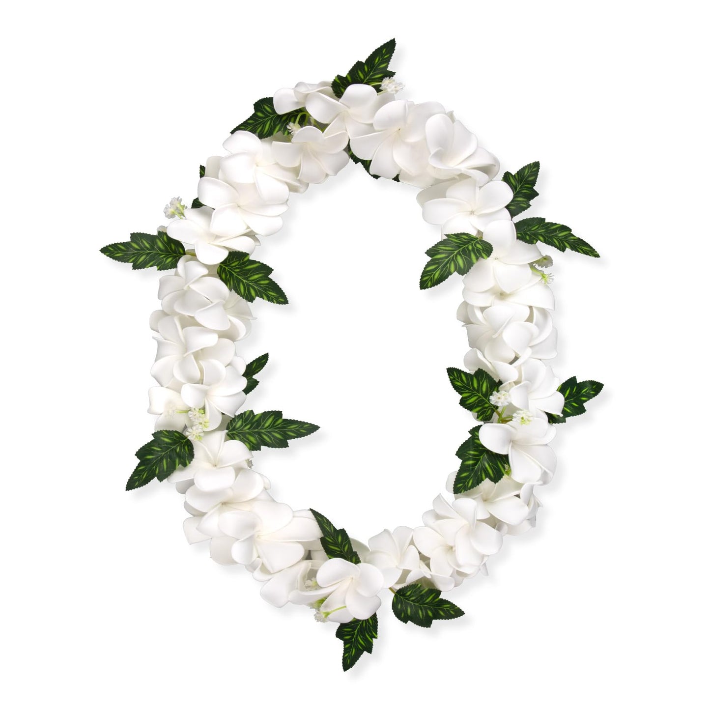 Gosodeny White Hawaiian Plumeria Leis 48" Graduation Artificial Necklace Leis for Graduation Hawaiian Luau Party Accessories Beach Party Favors Grad Gift Party Decor Supplies